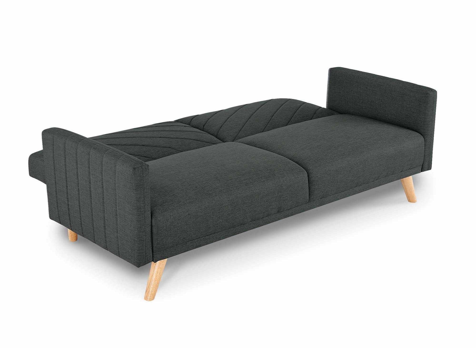 BALDER Skandinavisches umwandelbares 3-Sitzer-Sofa aus dunkelgrauem Stoff