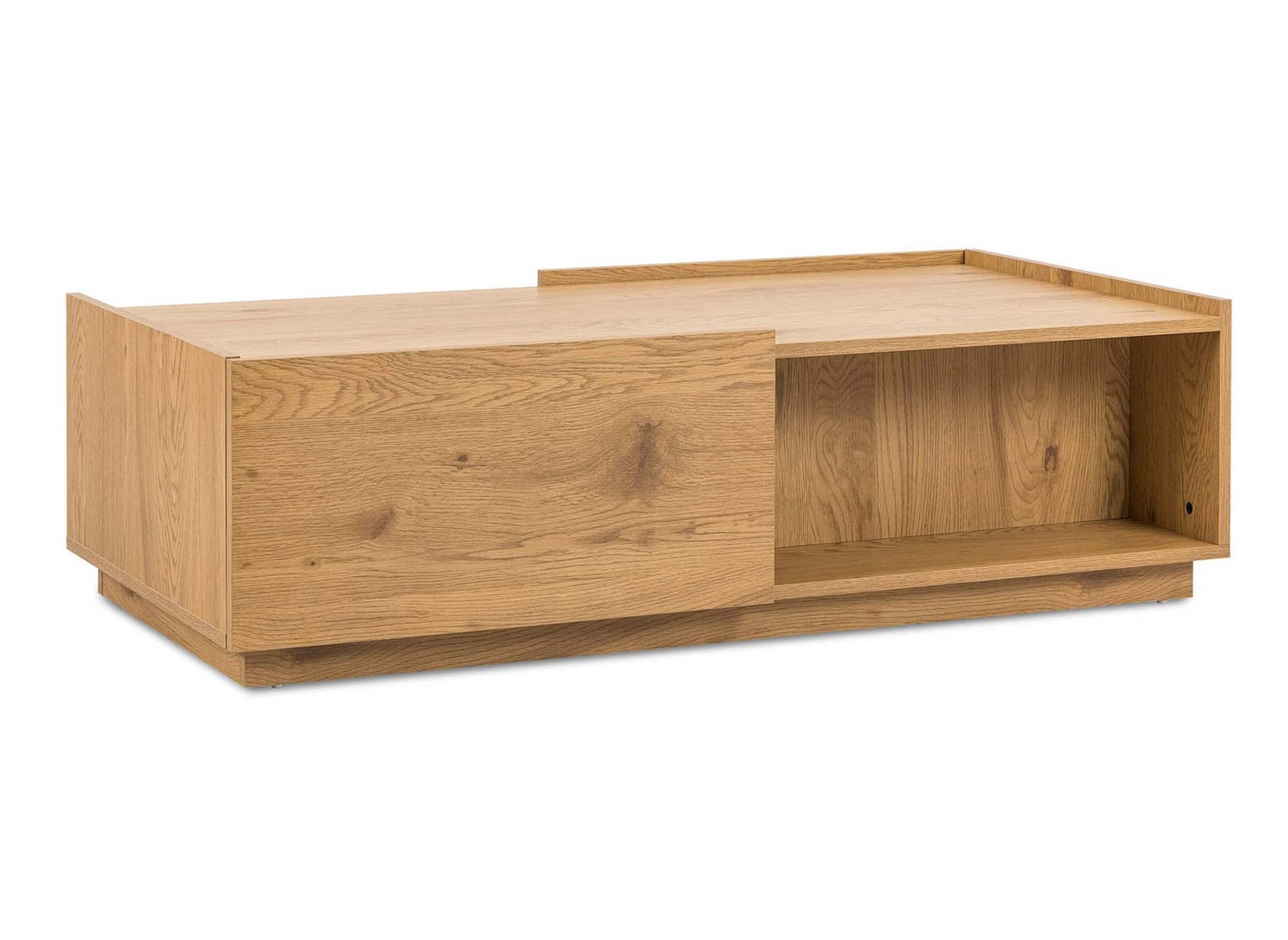 SACHA eichenfarbener Couchtisch aus Holz mit 2 Schubladen
