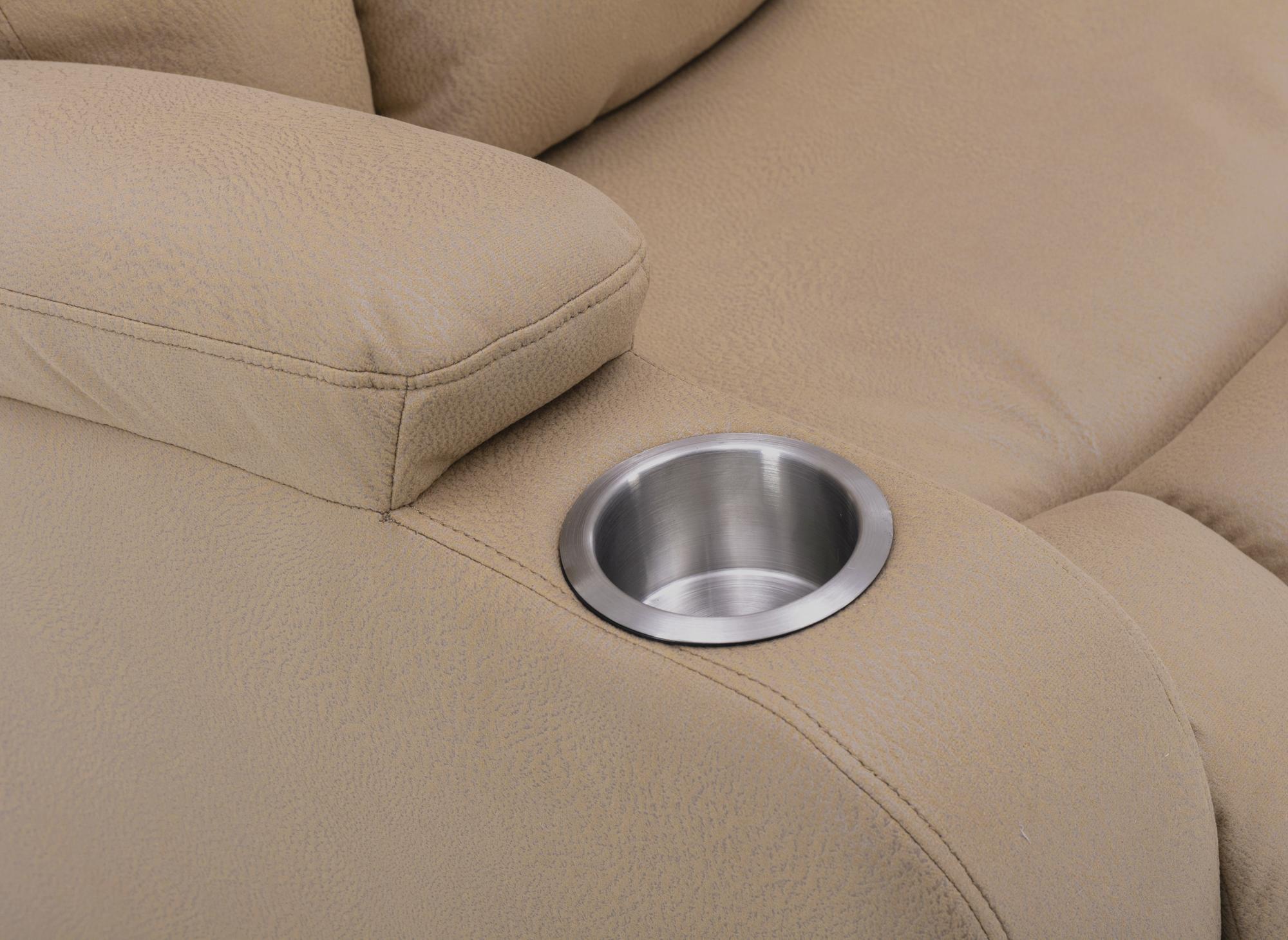 EL CLARENCE 2-Sitzer-Relaxsofa mit elektrischer Steuerung aus beigem Mikrofaserstoff
