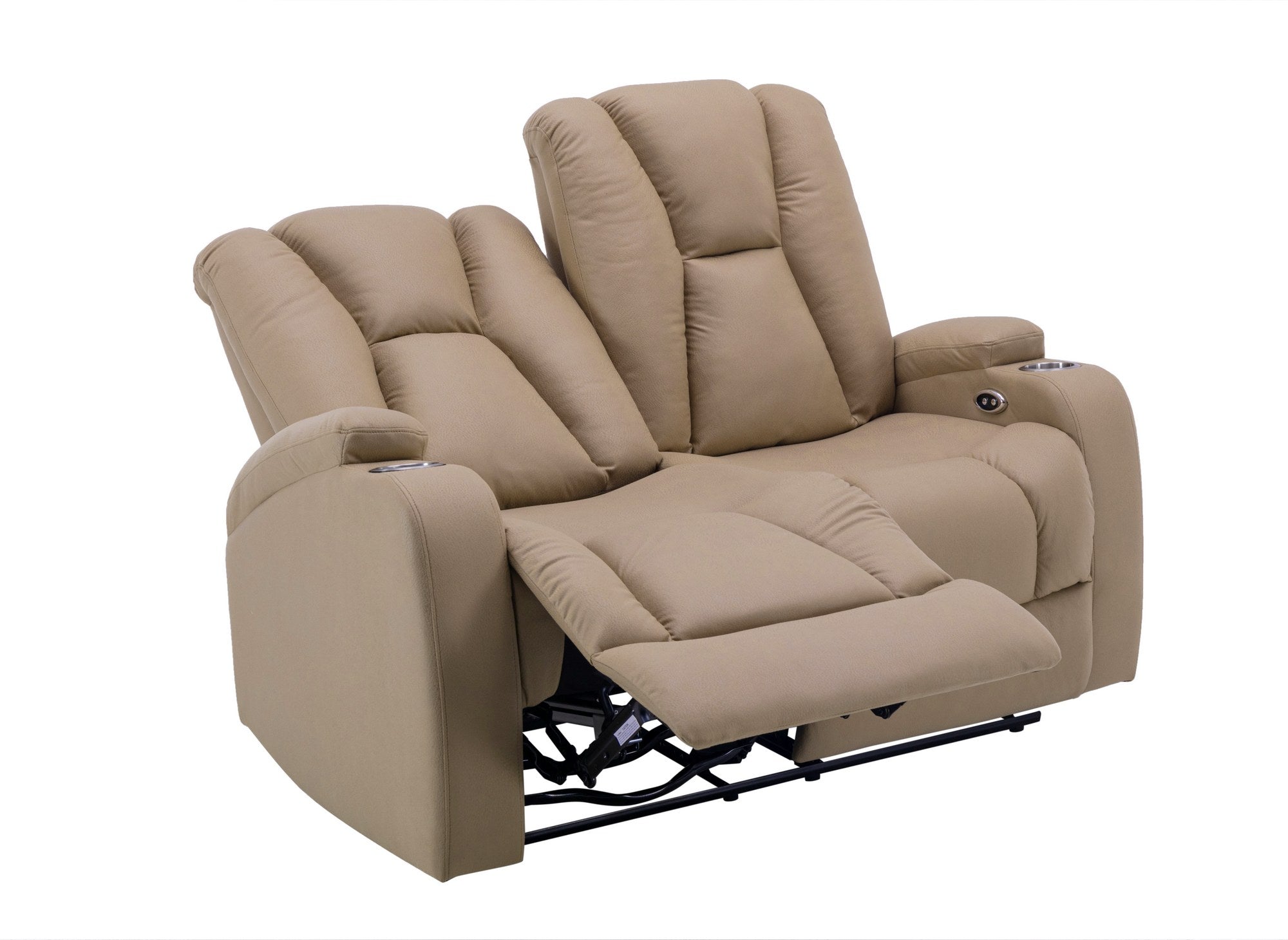 EL CLARENCE 2-Sitzer-Relaxsofa mit elektrischer Steuerung aus beigem Mikrofaserstoff