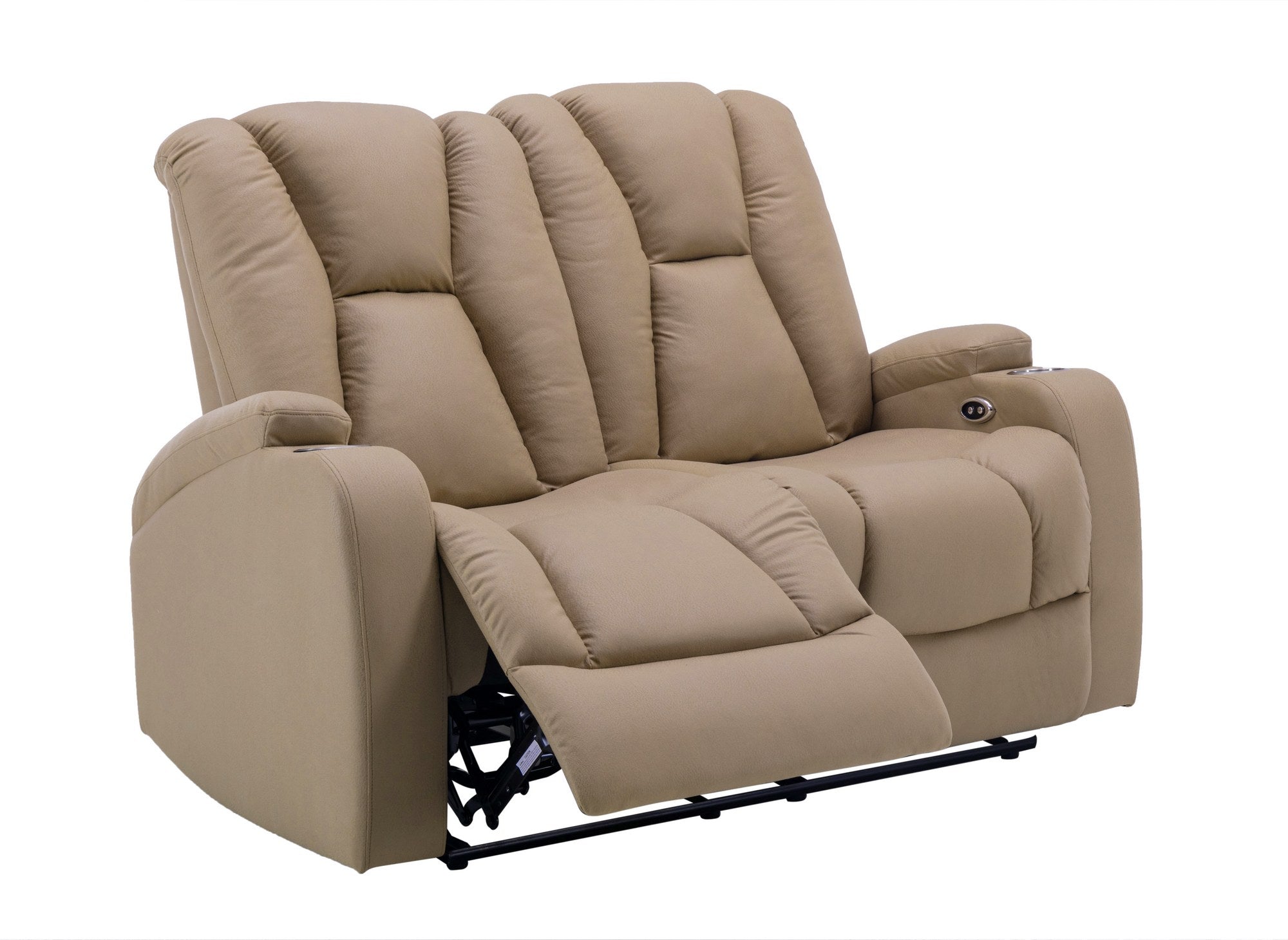 EL CLARENCE 2-Sitzer-Relaxsofa mit elektrischer Steuerung aus beigem Mikrofaserstoff