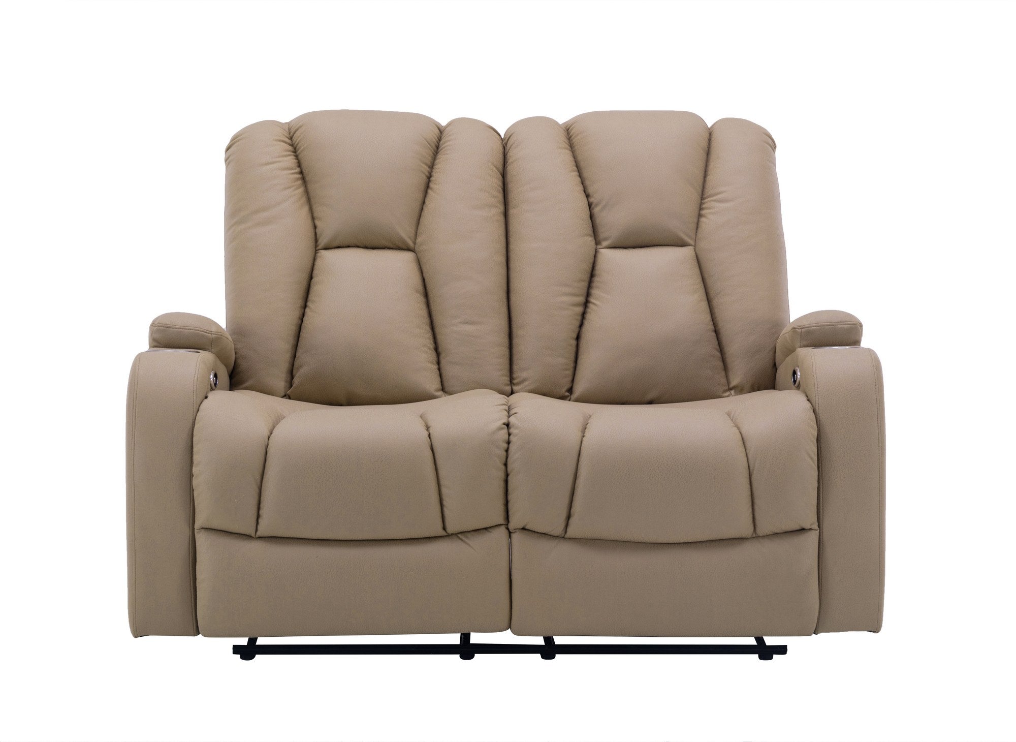 EL CLARENCE 2-Sitzer-Relaxsofa mit elektrischer Steuerung aus beigem Mikrofaserstoff