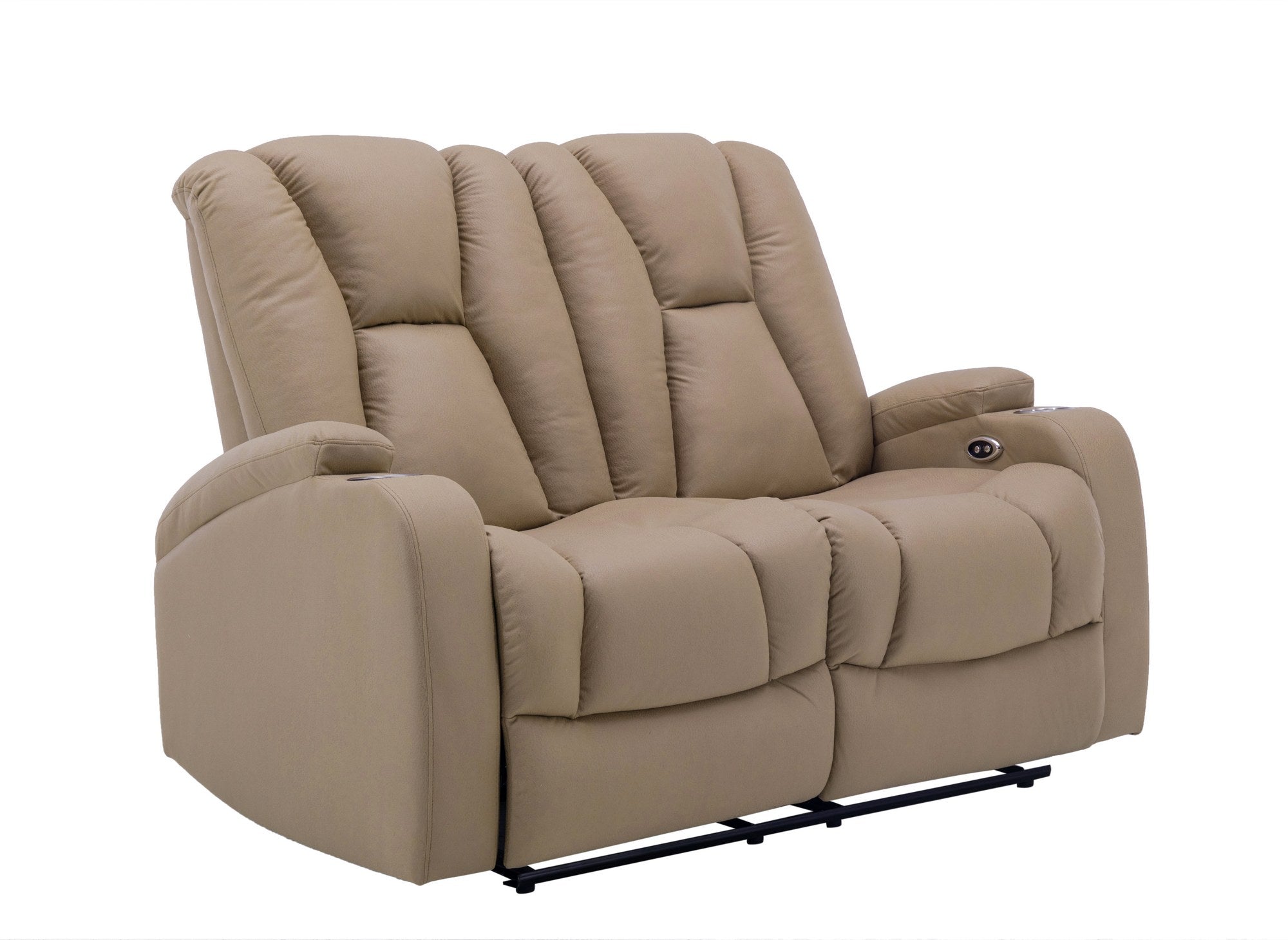 EL CLARENCE 2-Sitzer-Relaxsofa mit elektrischer Steuerung aus beigem Mikrofaserstoff