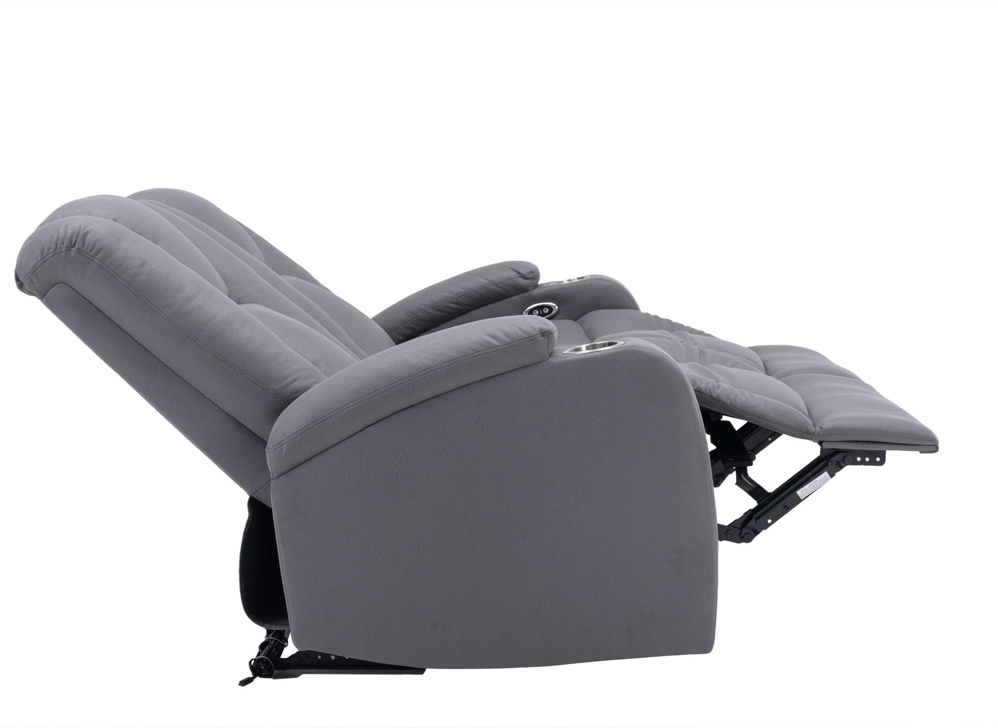 EL CLARENCE 2-Sitzer elektrisches Relaxsofa aus grauem Mikrofaserstoff