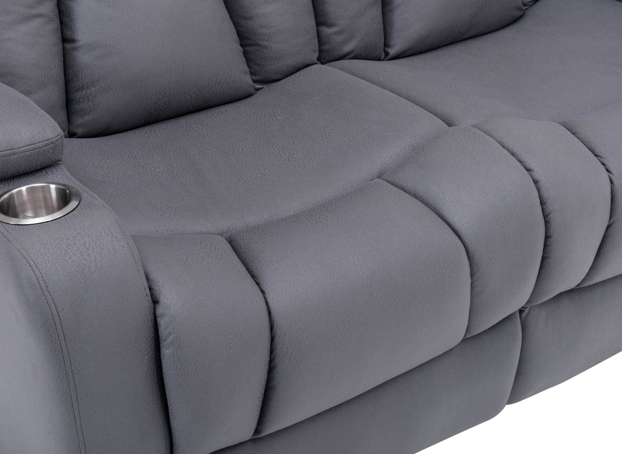 EL CLARENCE 2-Sitzer elektrisches Relaxsofa aus grauem Mikrofaserstoff