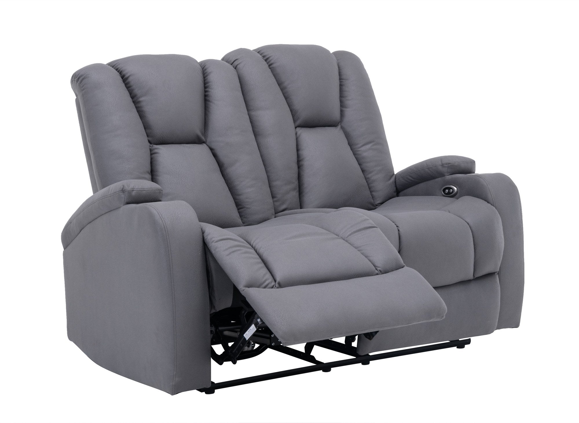 EL CLARENCE 2-Sitzer elektrisches Relaxsofa aus grauem Mikrofaserstoff