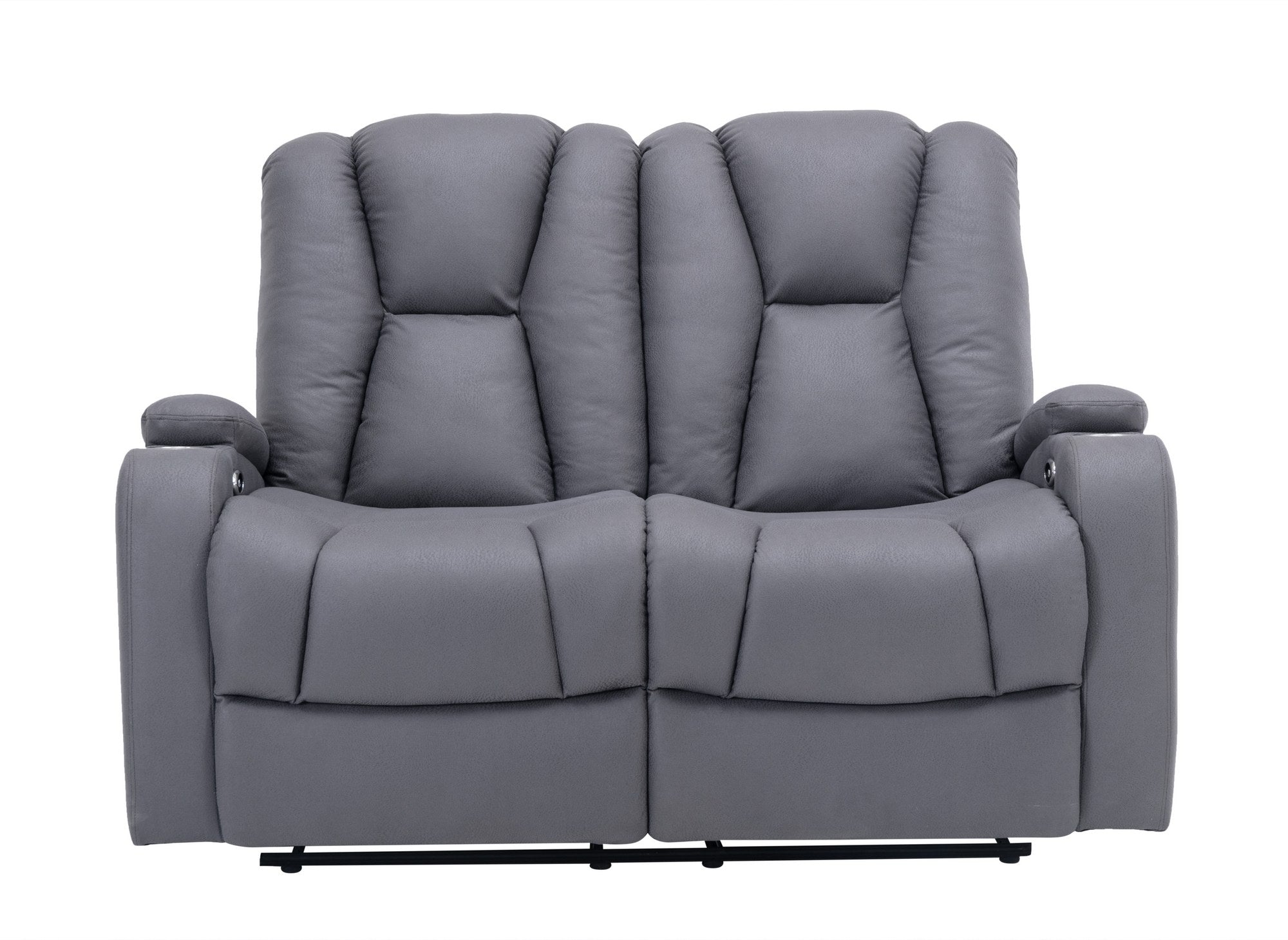 EL CLARENCE 2-Sitzer elektrisches Relaxsofa aus grauem Mikrofaserstoff