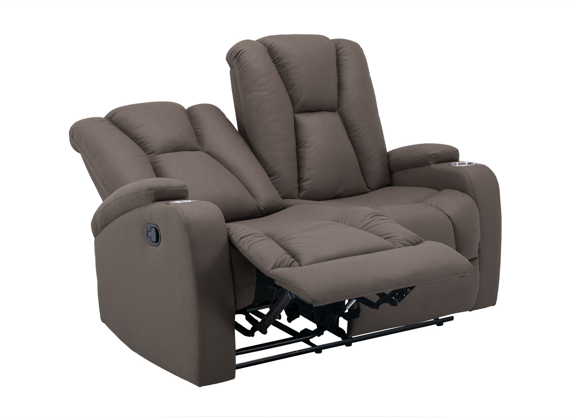 CLARENCE 2-Sitzer-Relaxsofa aus braunem Mikrofaserstoff