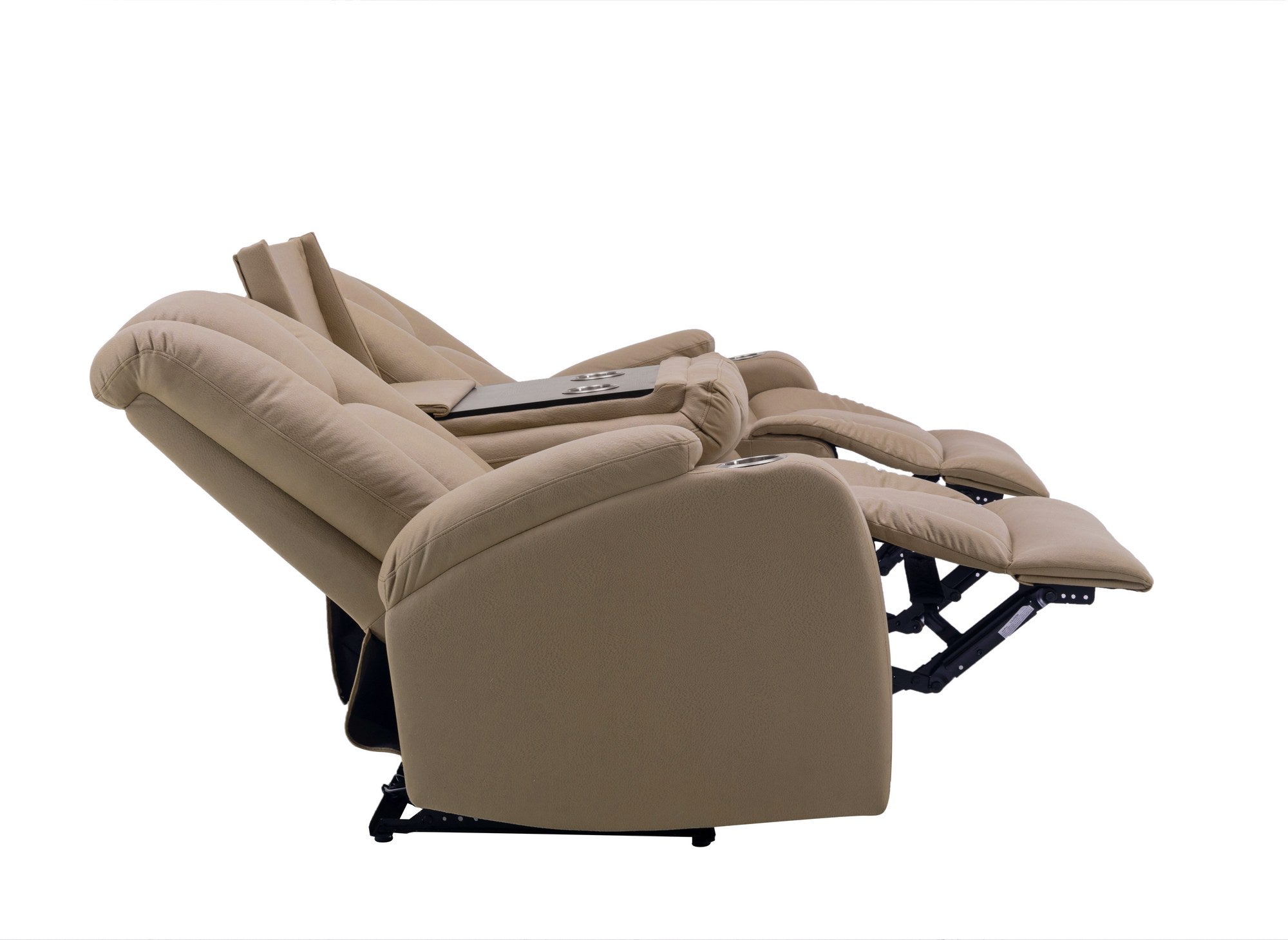 EL CLARENCE 3-Sitzer-Relaxsofa mit elektrischer Steuerung aus beigem Mikrofaserstoff