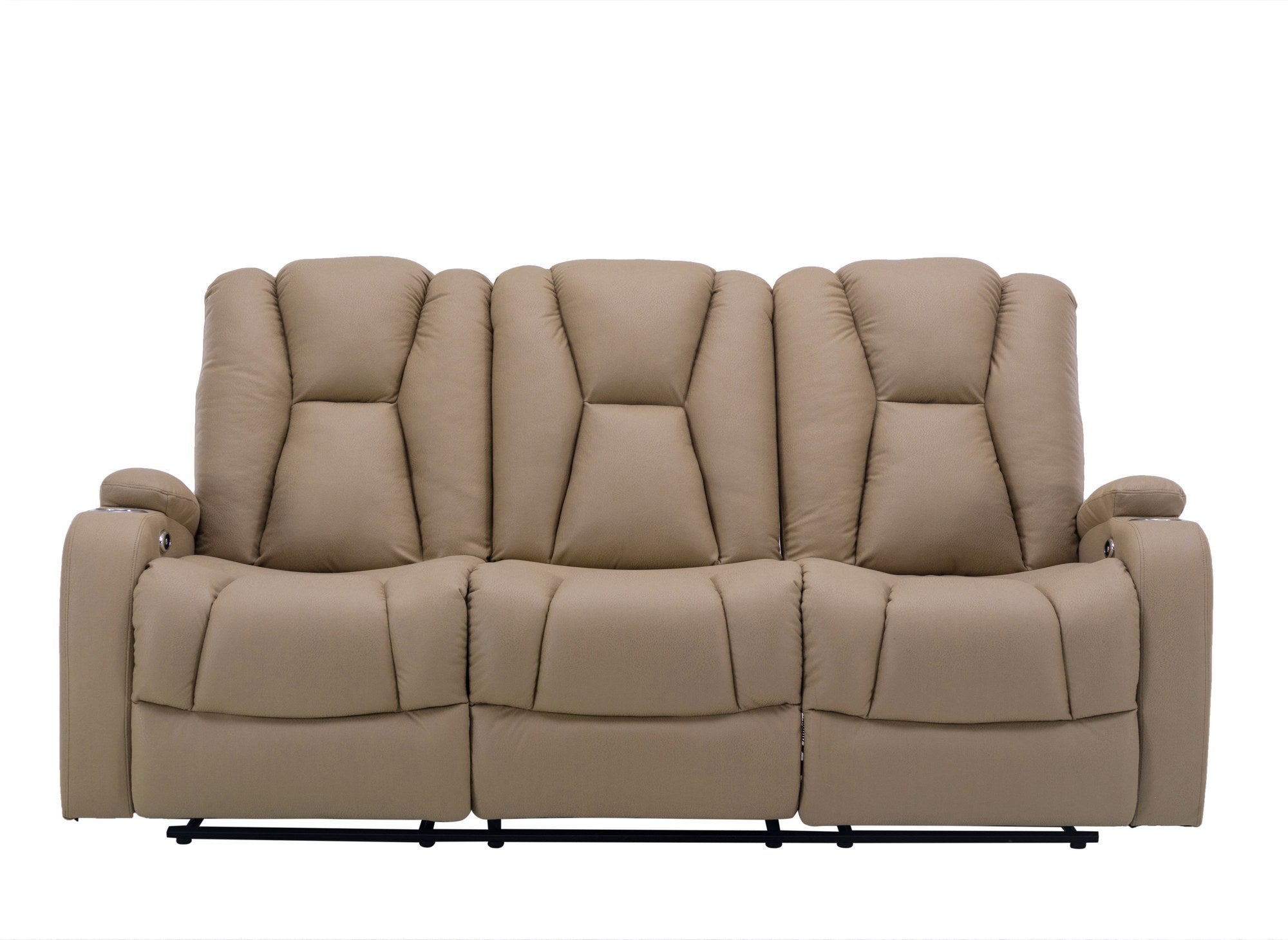 EL CLARENCE 3-Sitzer-Relaxsofa mit elektrischer Steuerung aus beigem Mikrofaserstoff