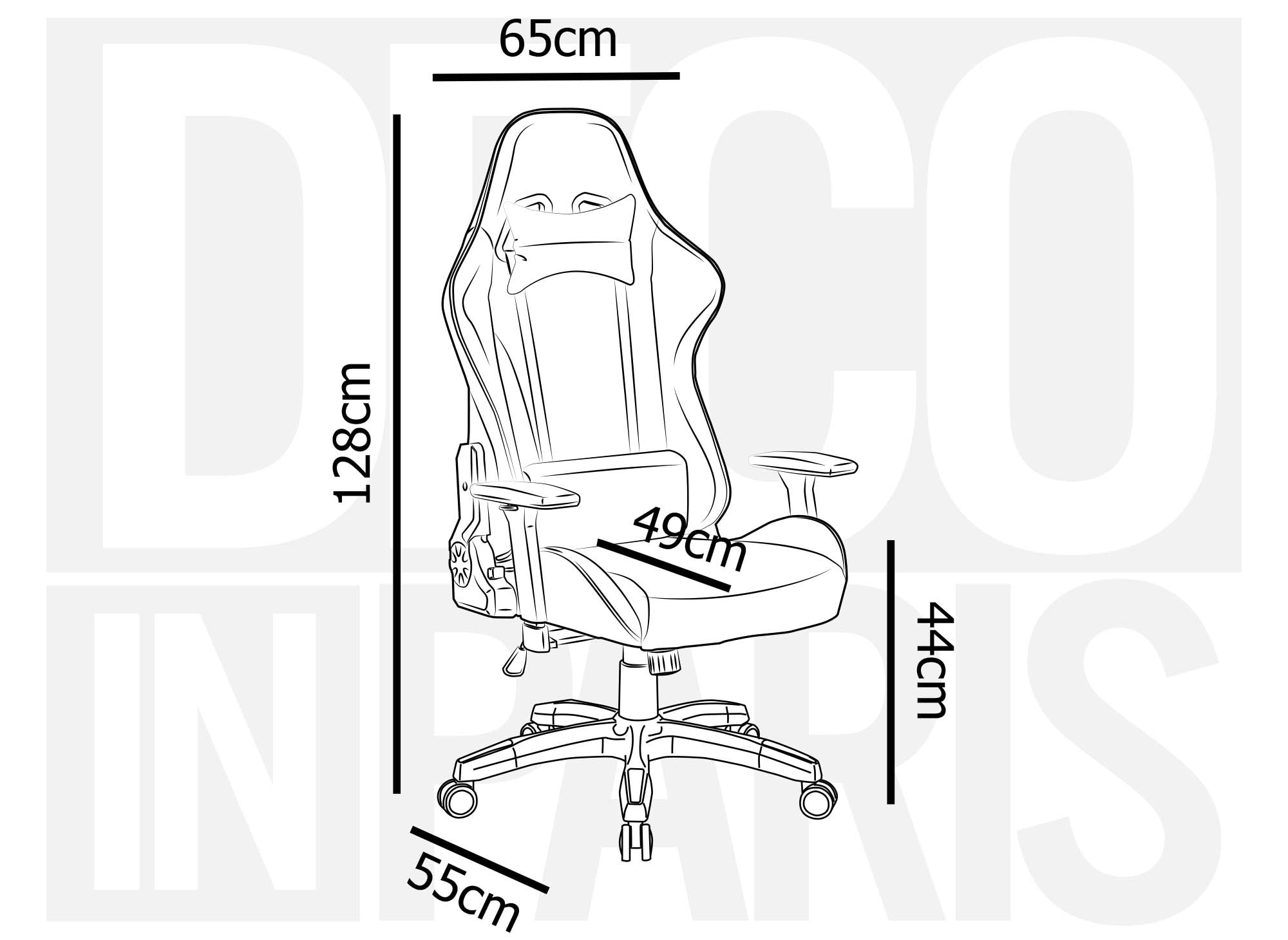LYHAM Gaming-Stuhl aus Kunstleder in Schwarz und Weiß