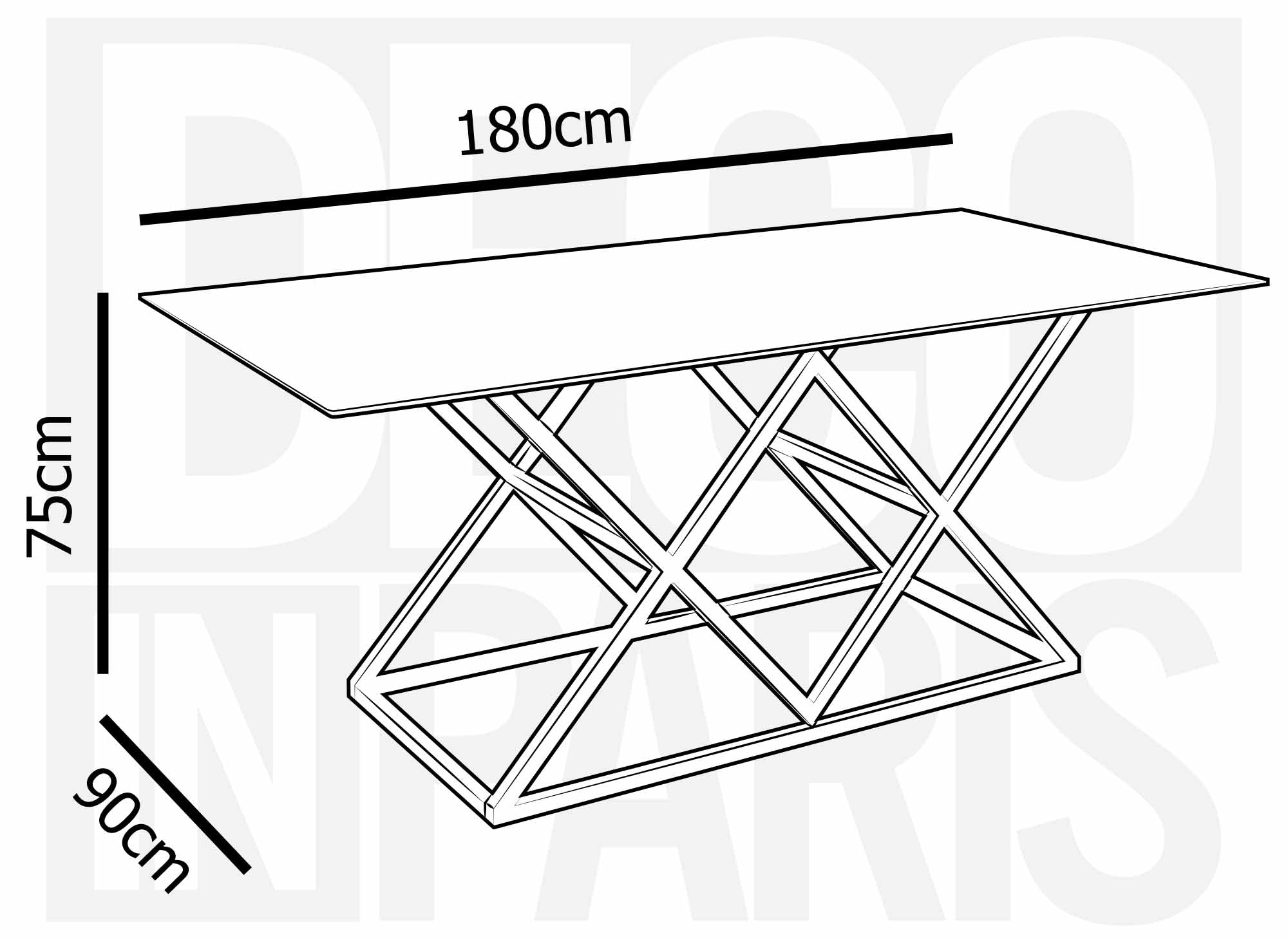 Rechteckiger Esstisch Janice aus Glas mit silbernen Beinen
