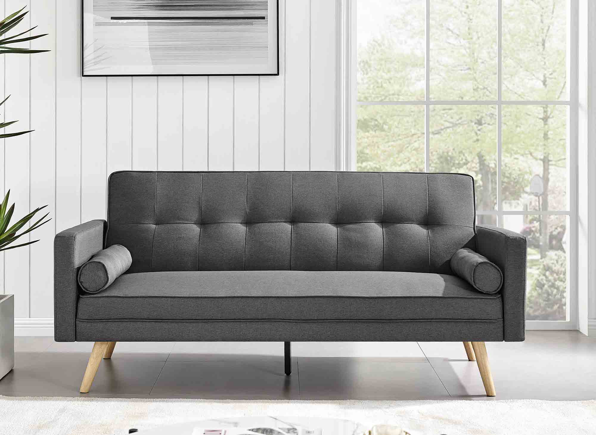 Dunkelgraues Schlafsofa aus TANIA-Stoff