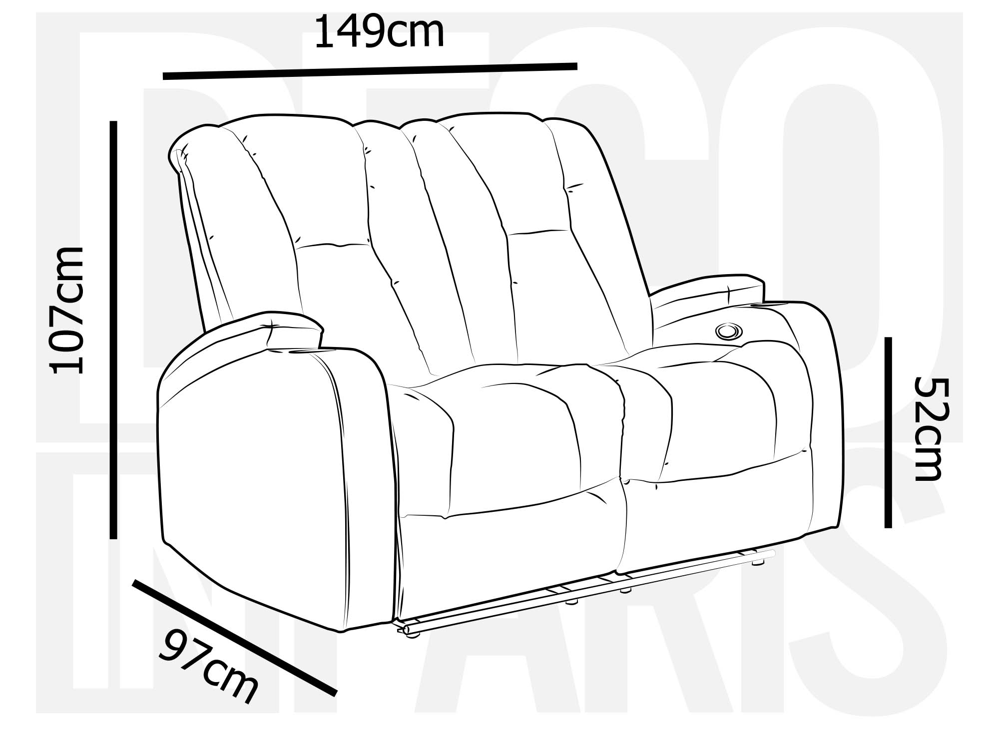 EL CLARENCE 2-Sitzer-Relaxsofa mit elektrischer Steuerung aus beigem Mikrofaserstoff