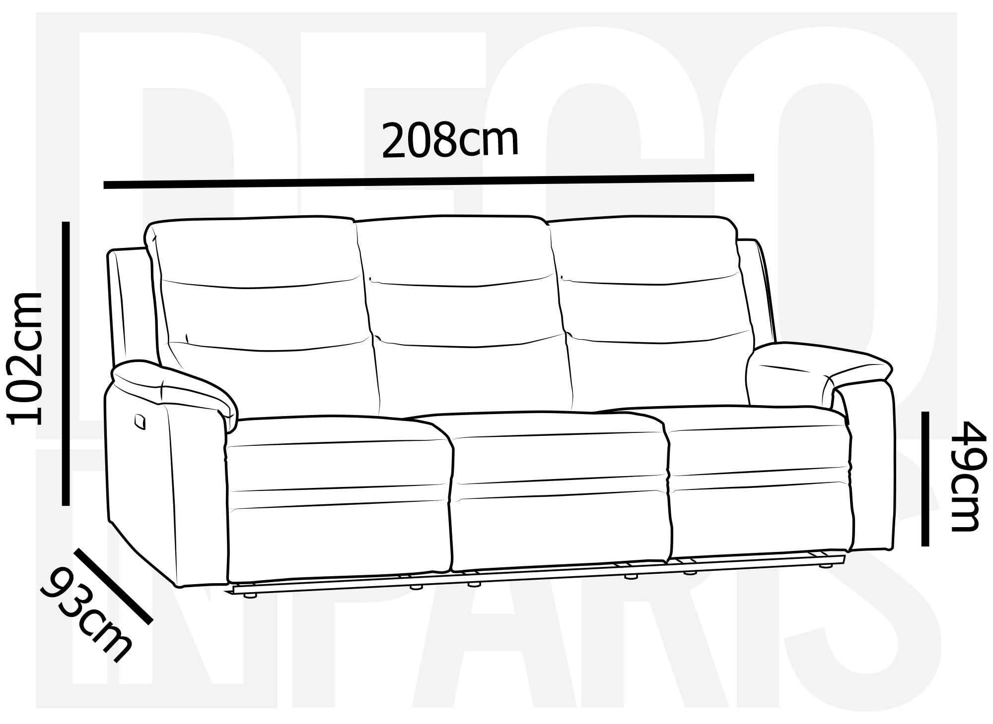RICHARD 3-Sitzer elektrisches Entspannungssofa aus dunkelgrauem Stoff