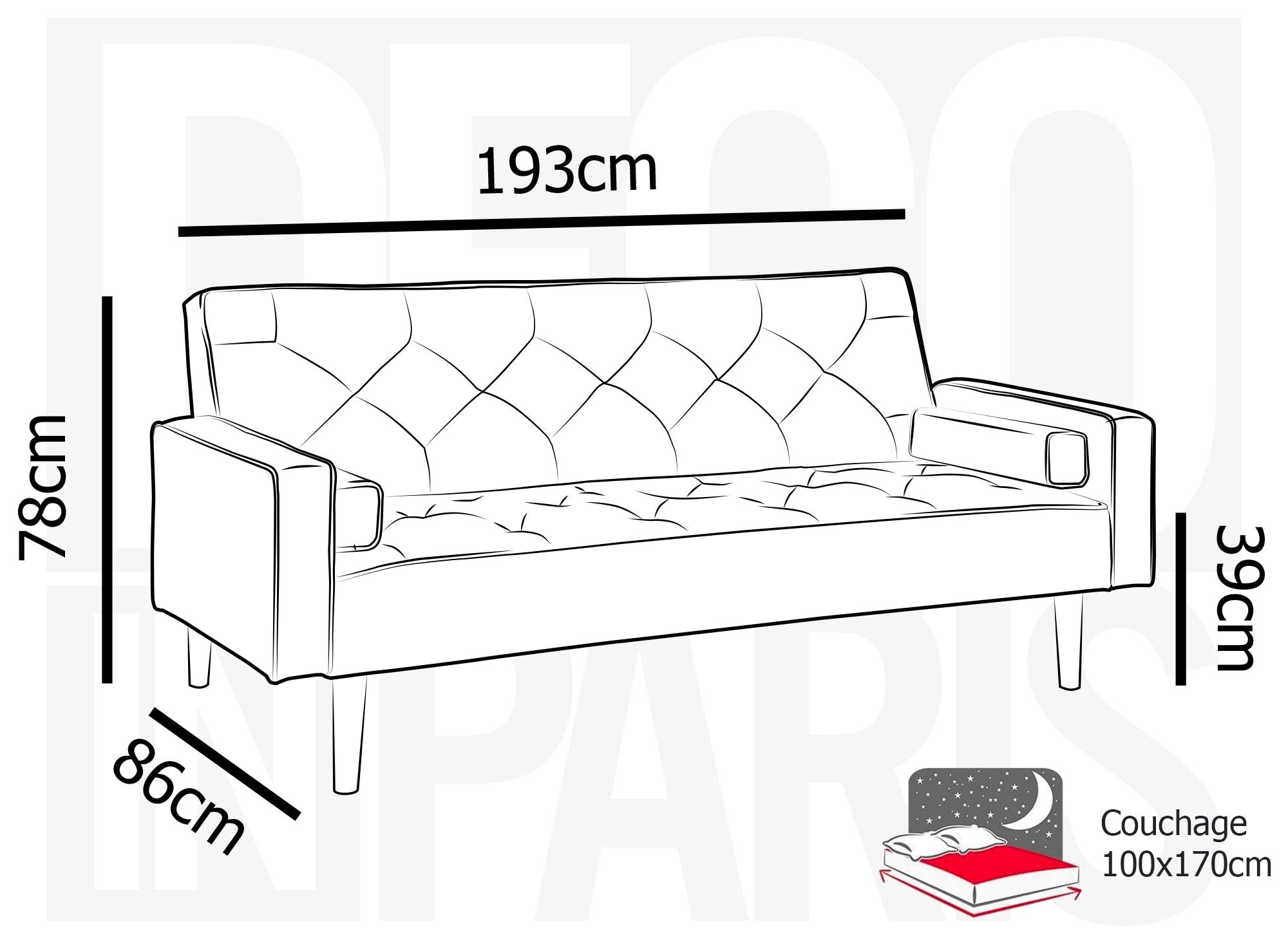 Beiges Stoffschlafsofa mit Holzbeinen JAKARTA