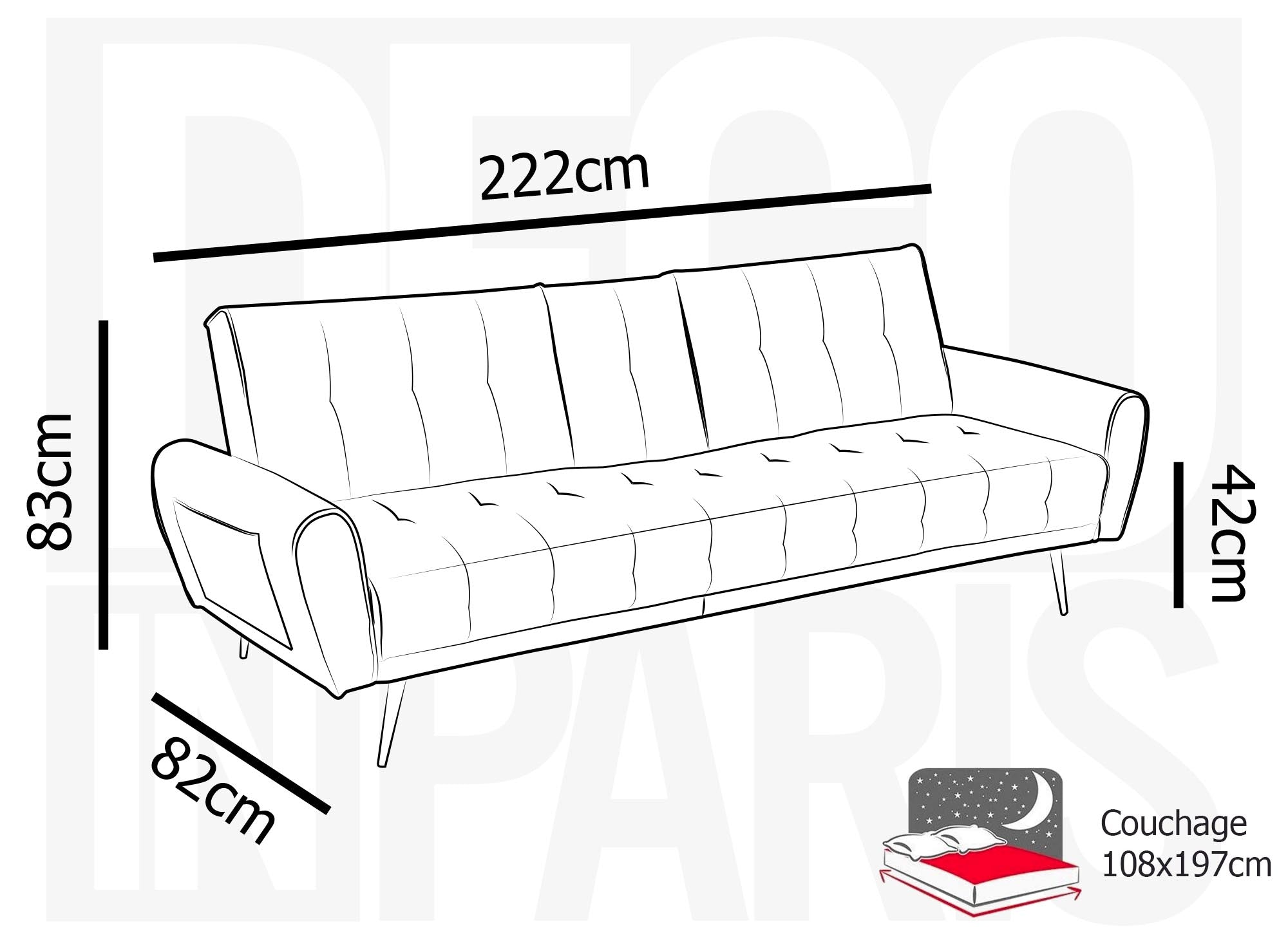 LIMA dunkelblaues Samtschlafsofa mit Getränkehalter