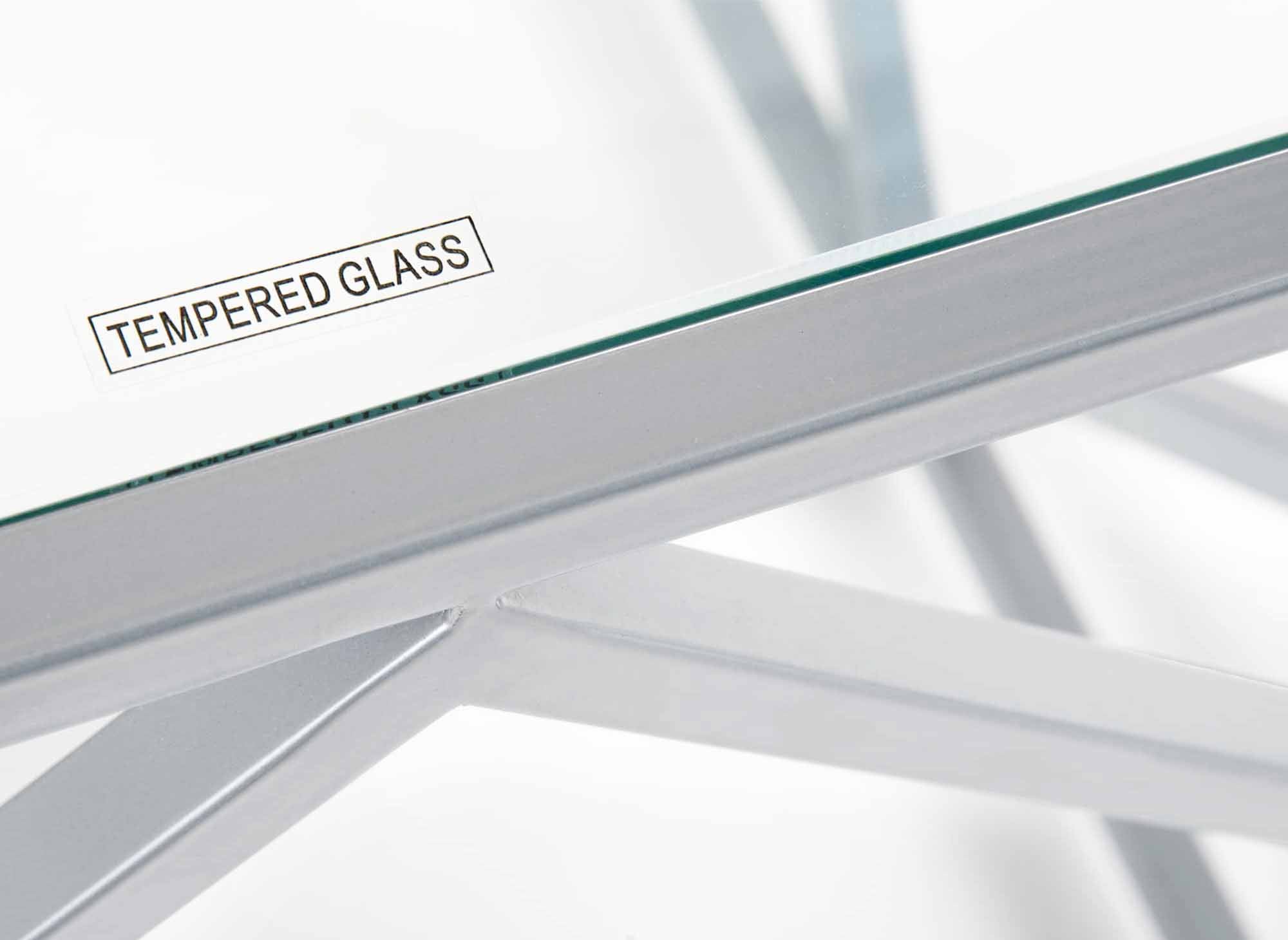 Quadratischer Designer-Couchtisch ELIO aus Glas und Metall