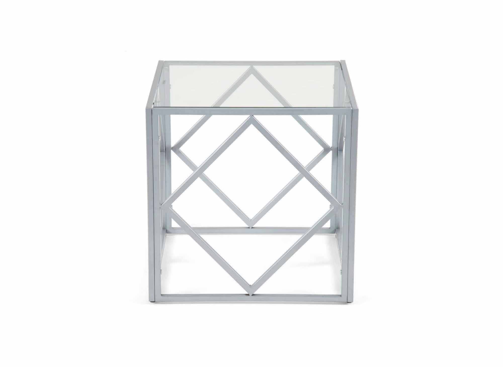 Quadratischer Designer-Couchtisch ELIO aus Glas und Metall