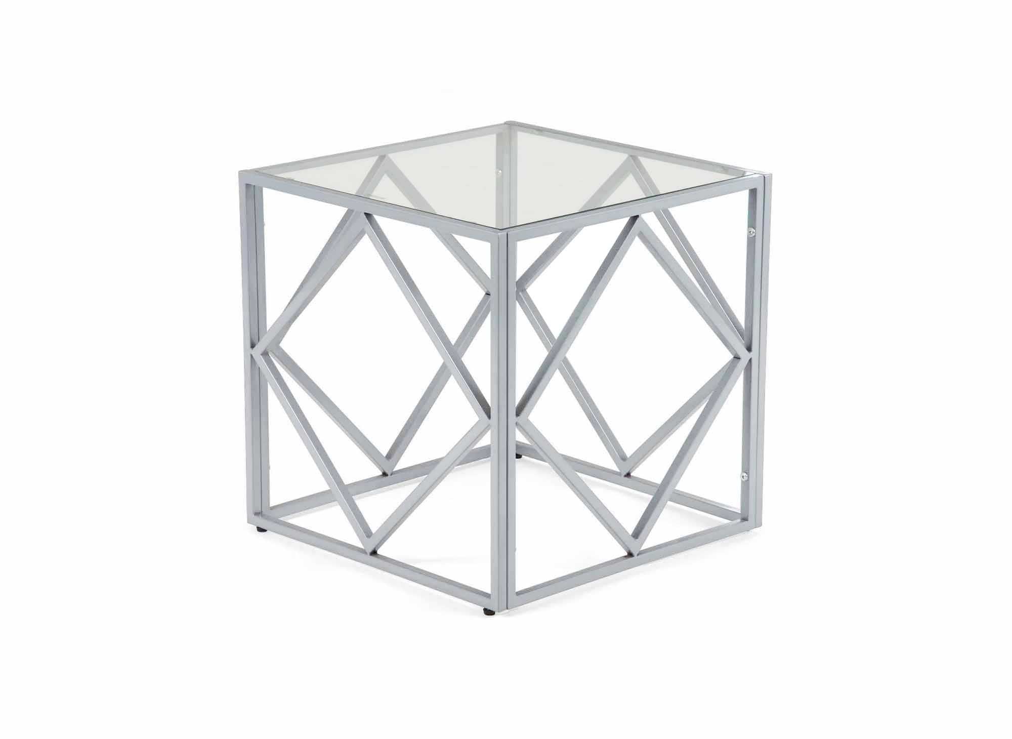 Quadratischer Designer-Couchtisch ELIO aus Glas und Metall