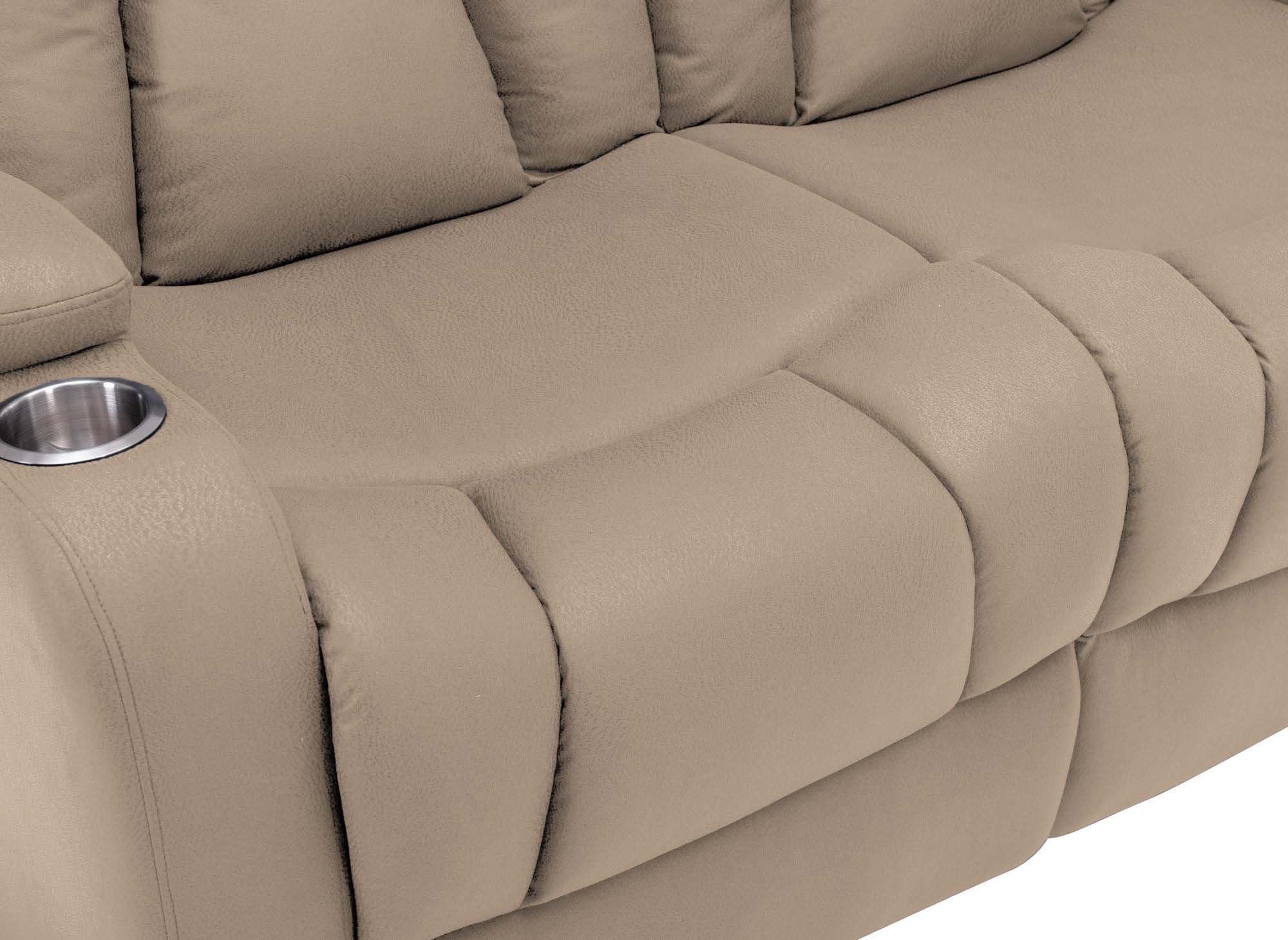 EL CLARENCE 2-Sitzer-Relaxsofa mit elektrischer Steuerung aus beigem Mikrofaserstoff