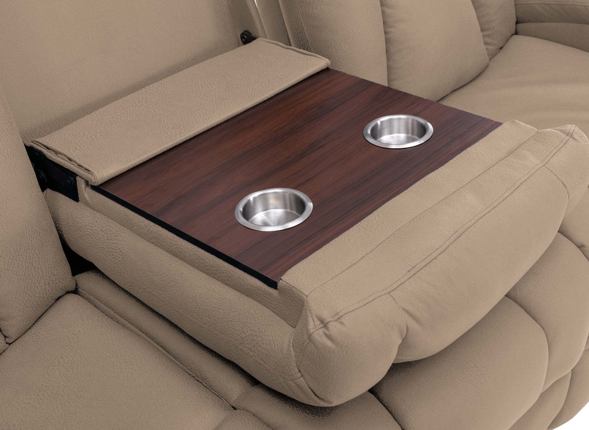 EL CLARENCE 3-Sitzer-Relaxsofa mit elektrischer Steuerung aus beigem Mikrofaserstoff