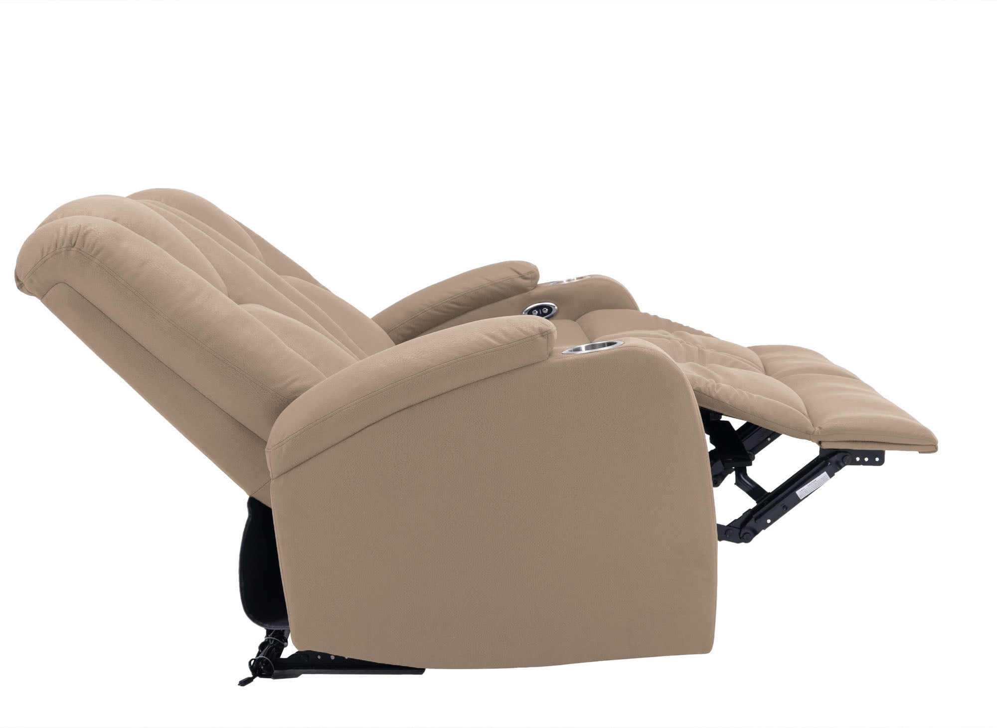 EL CLARENCE 2-Sitzer-Relaxsofa mit elektrischer Steuerung aus beigem Mikrofaserstoff