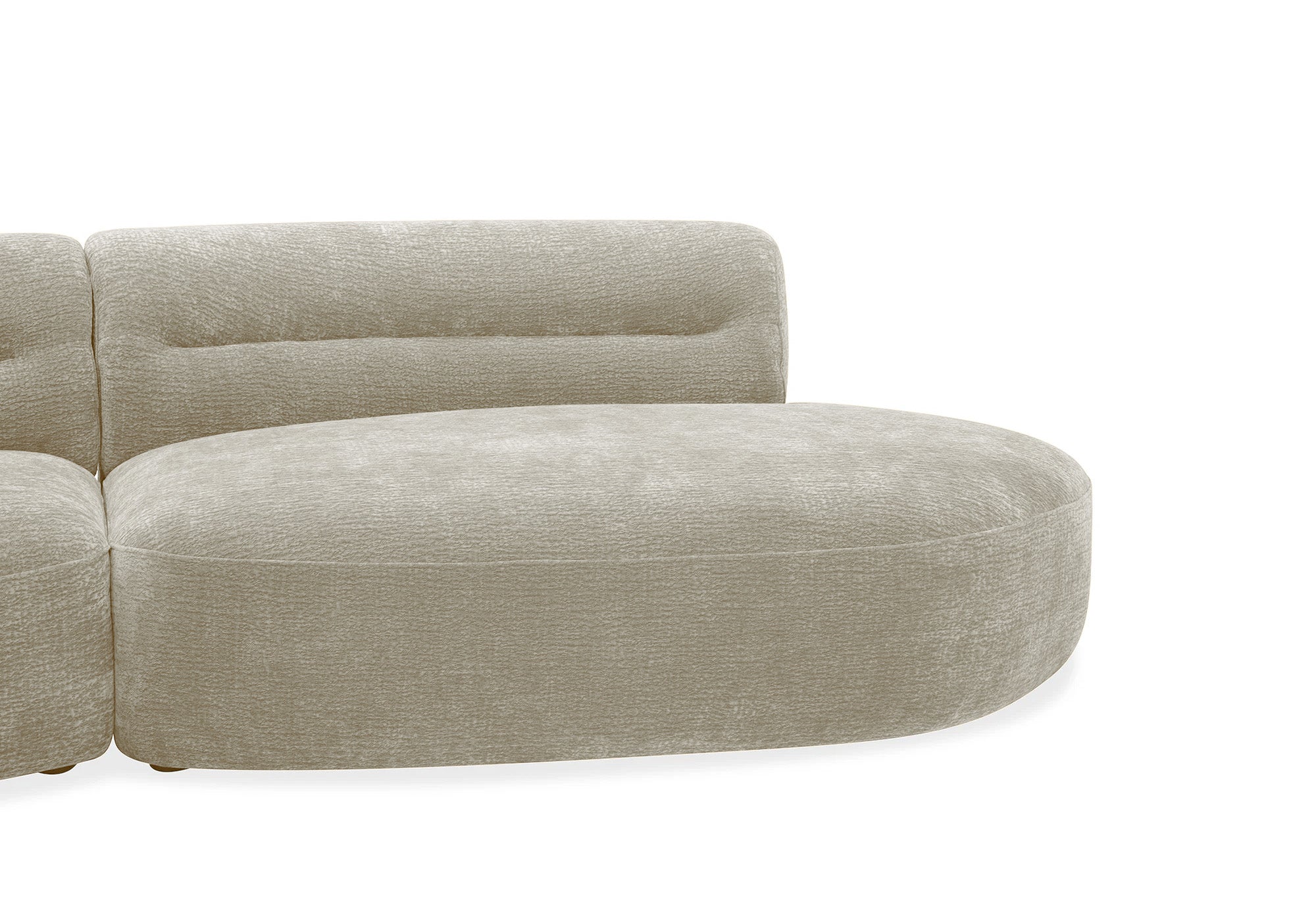 IMENIA 5-Sitzer-Sofa mit fester, gerader Form in beigefarbenem, gewebtem Samt