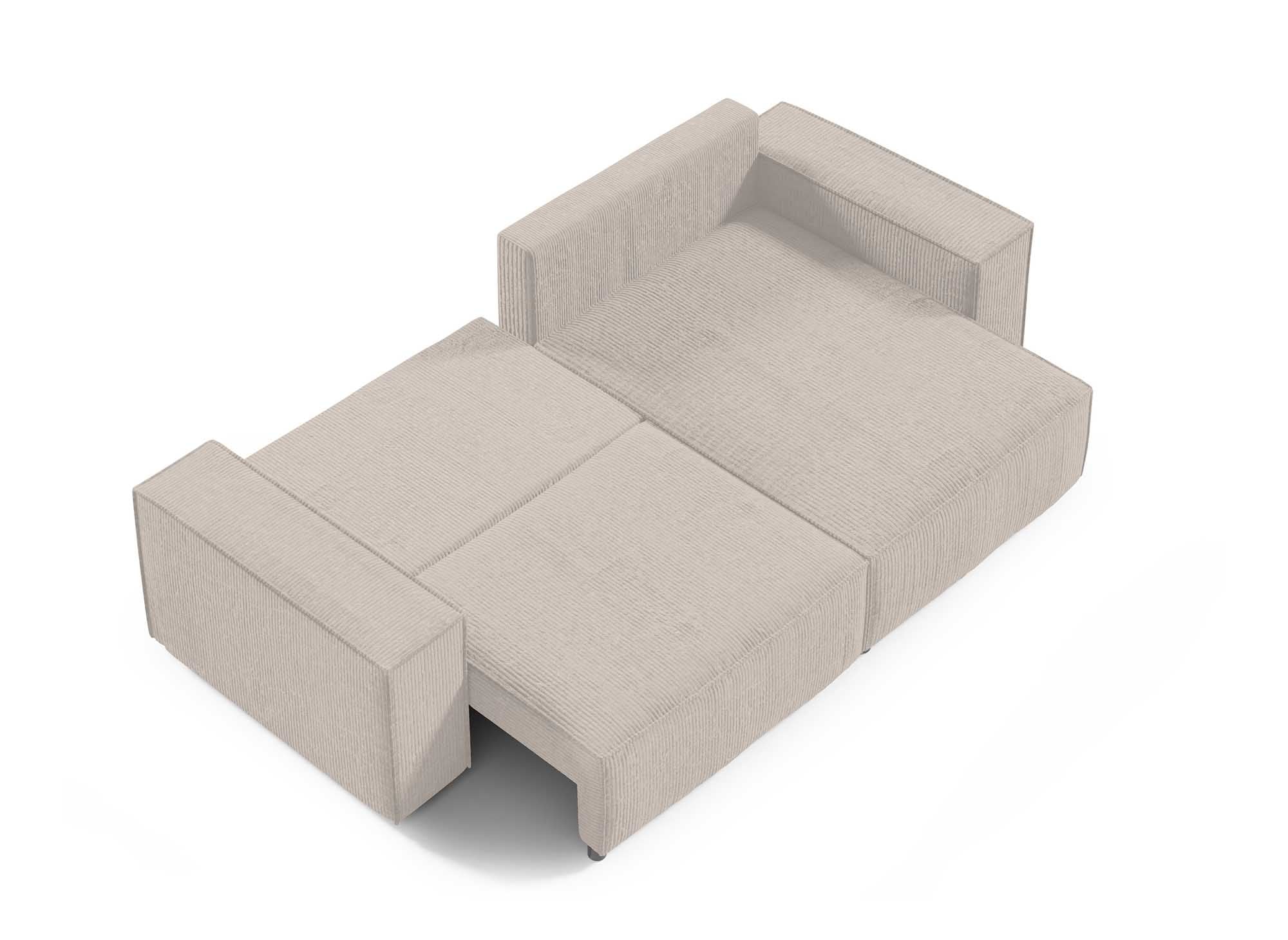 JADE MINI Ecksofa aus beigefarbenem Cord mit Stauraum
