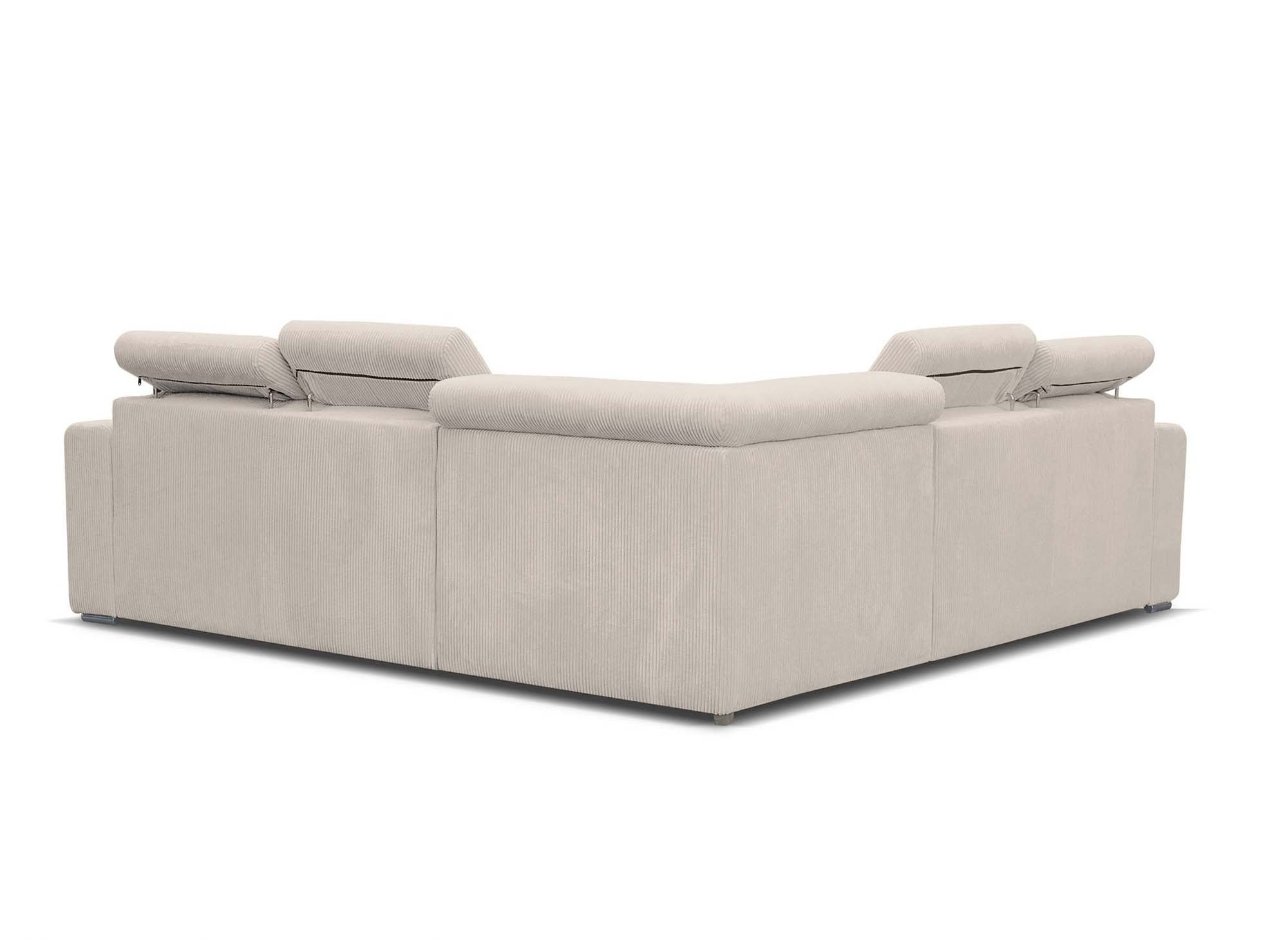 MERYL Ecksofa aus beigefarbenem Cord, umwandelbar und wendbar