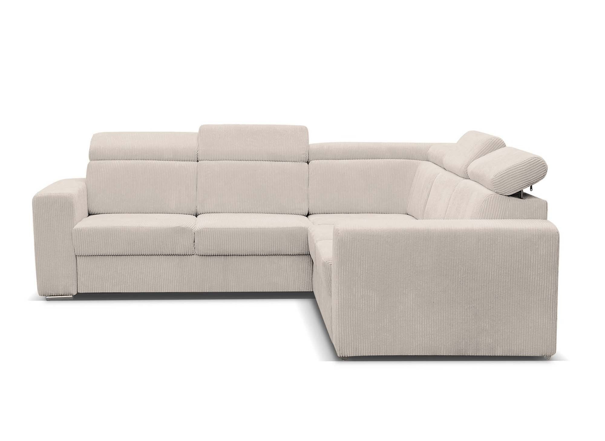 MERYL Ecksofa aus beigefarbenem Cord, umwandelbar und wendbar