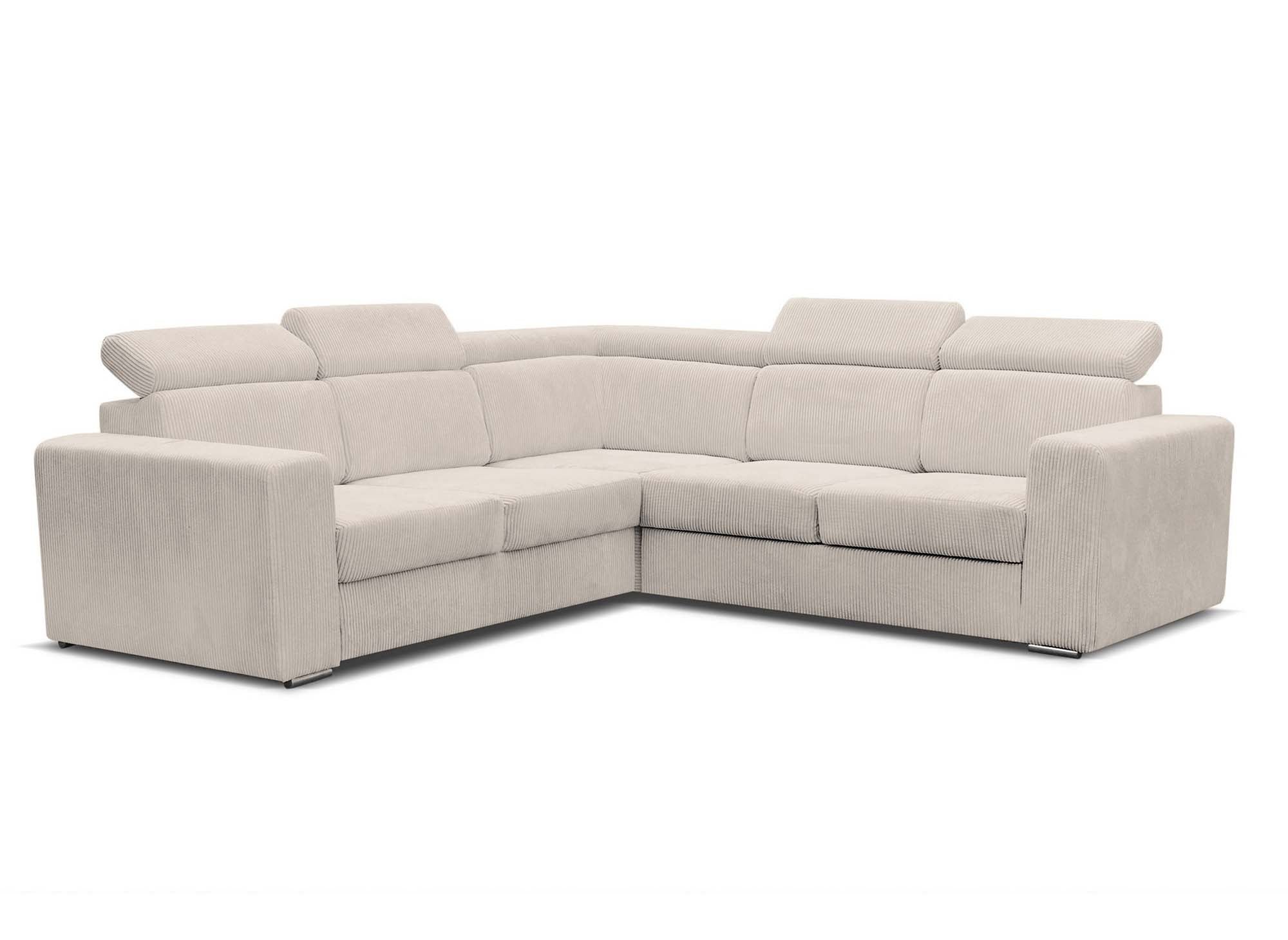 MERYL Ecksofa aus beigefarbenem Cord, umwandelbar und wendbar