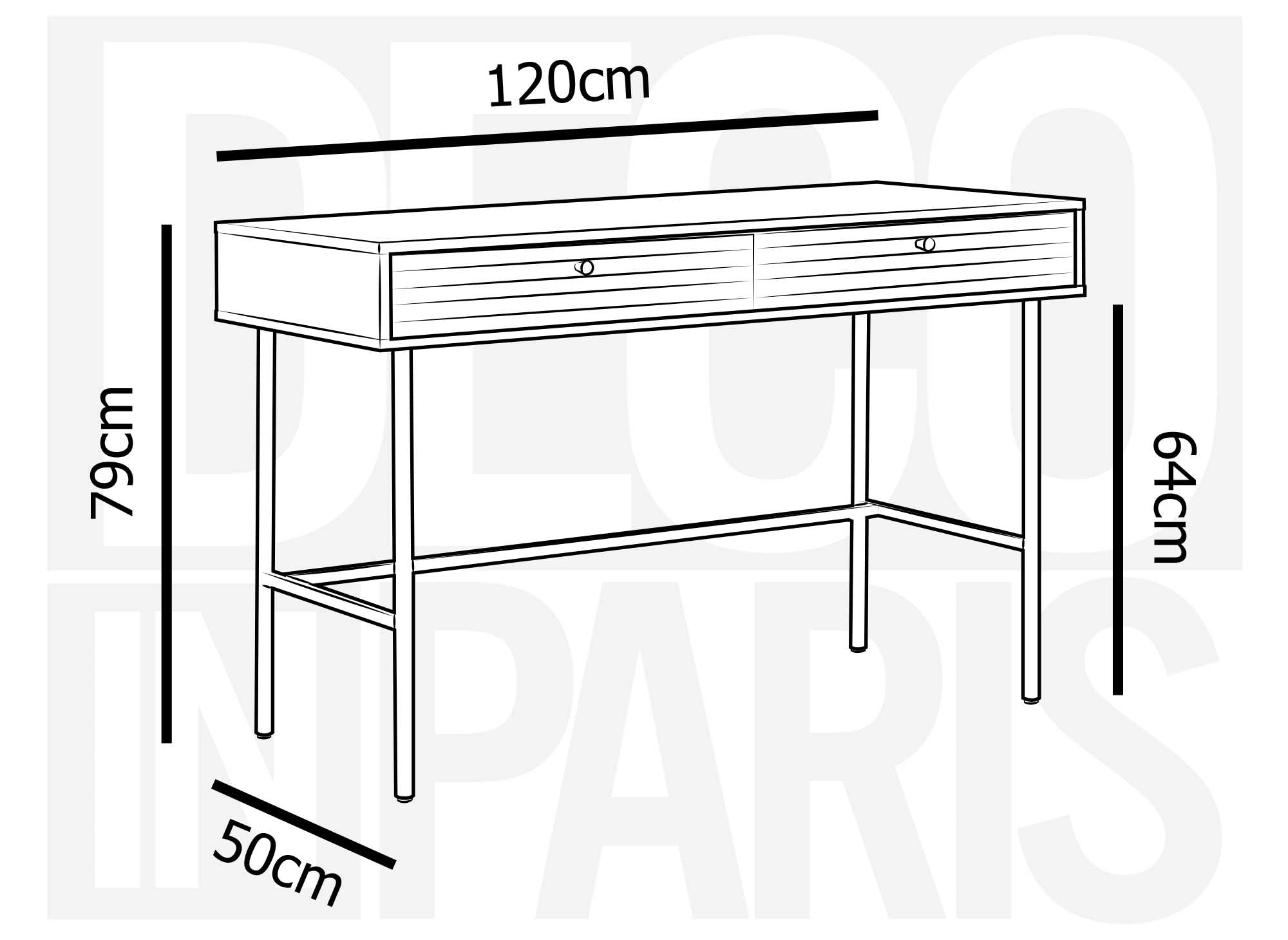 DARYL Schreibtisch mit 2 Schubladen aus Holz und schwarzem Metall