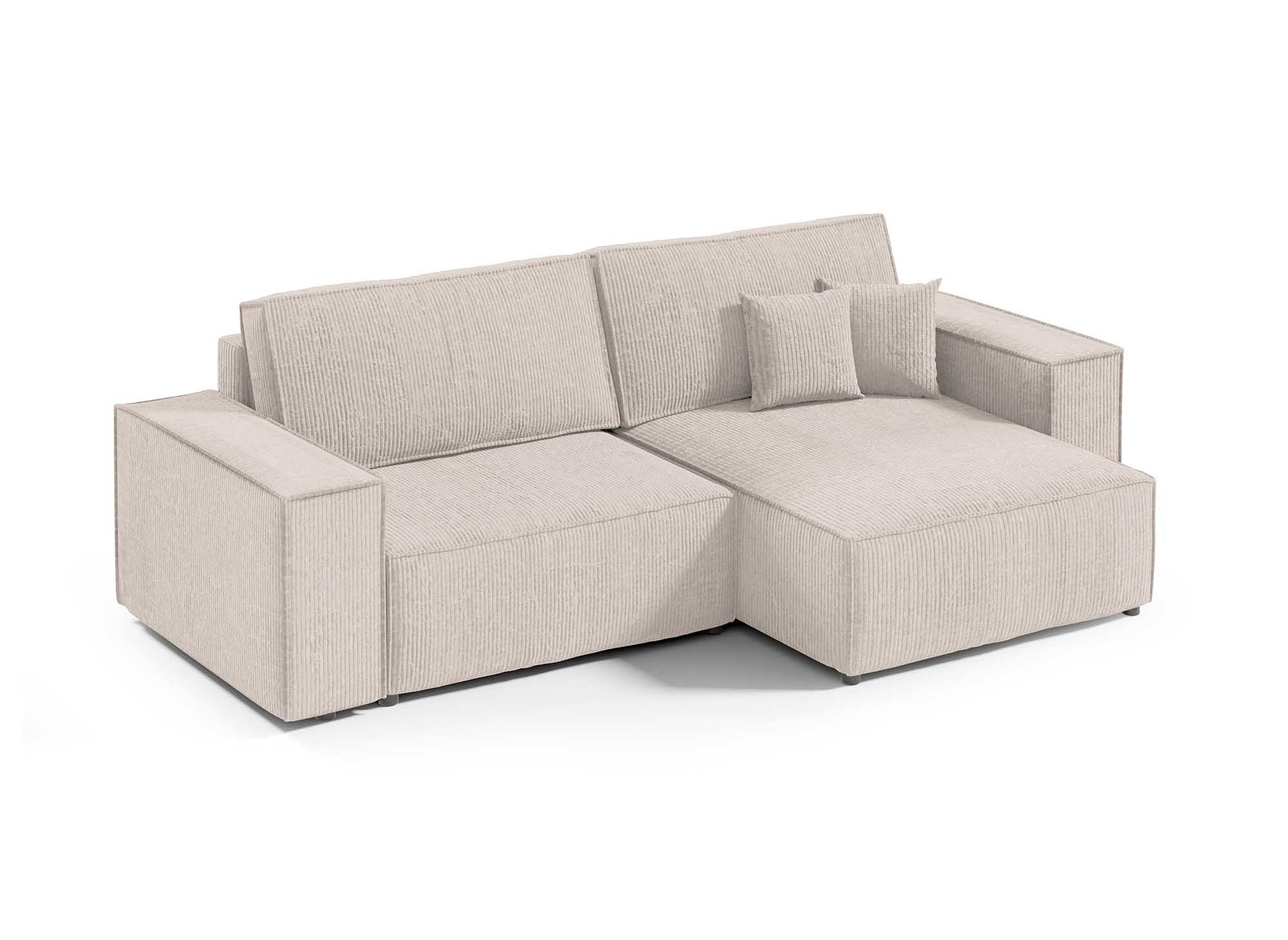 JADE MINI Ecksofa aus beigefarbenem Cord mit Stauraum