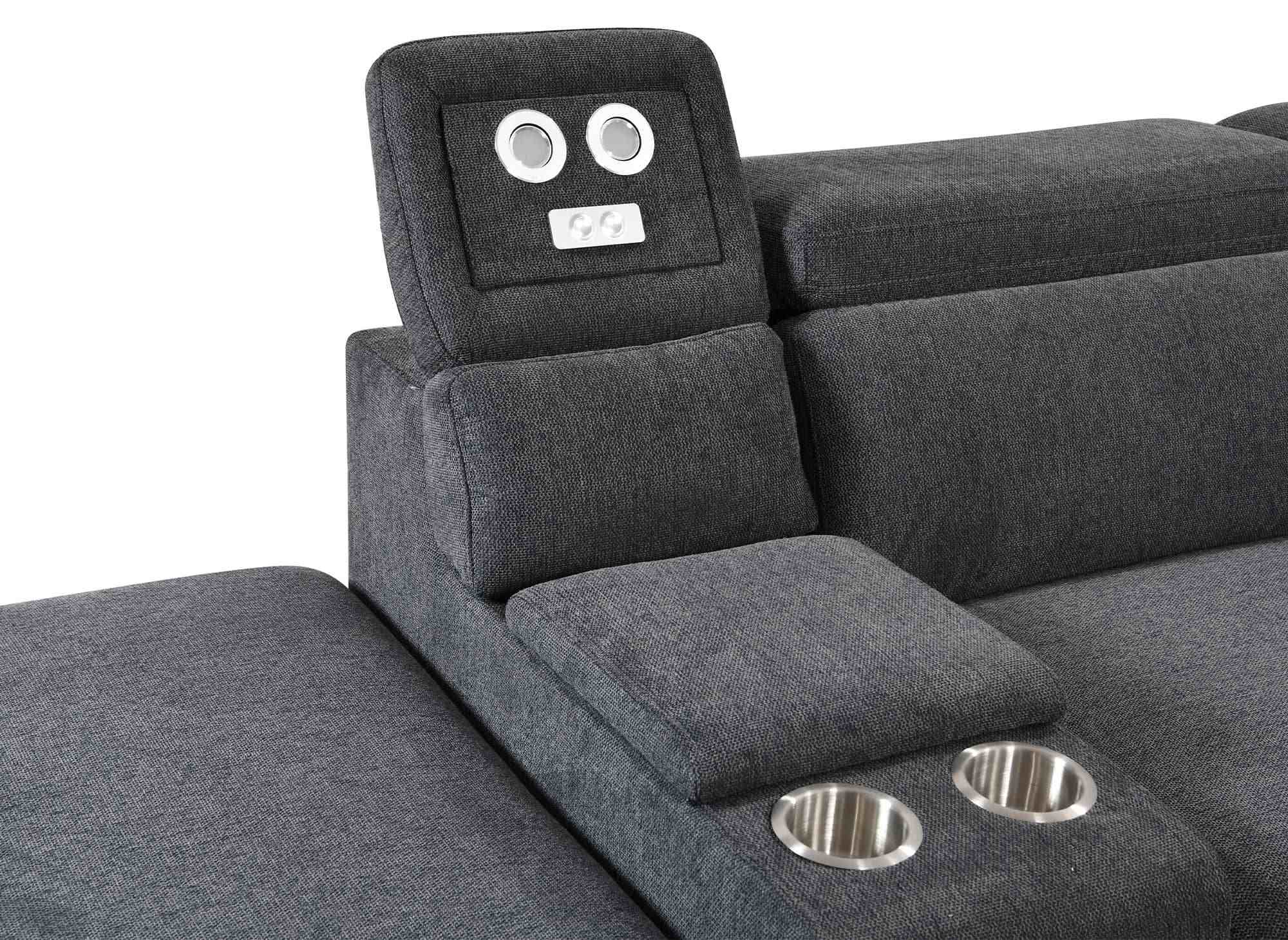 DEREK XL Ecksofa aus dunkelgrauem Stoff – Linke Ecke