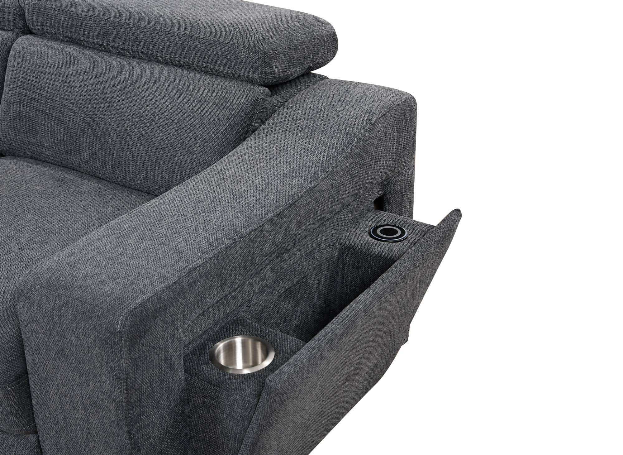 DEREK XL Ecksofa aus dunkelgrauem Stoff – Linke Ecke