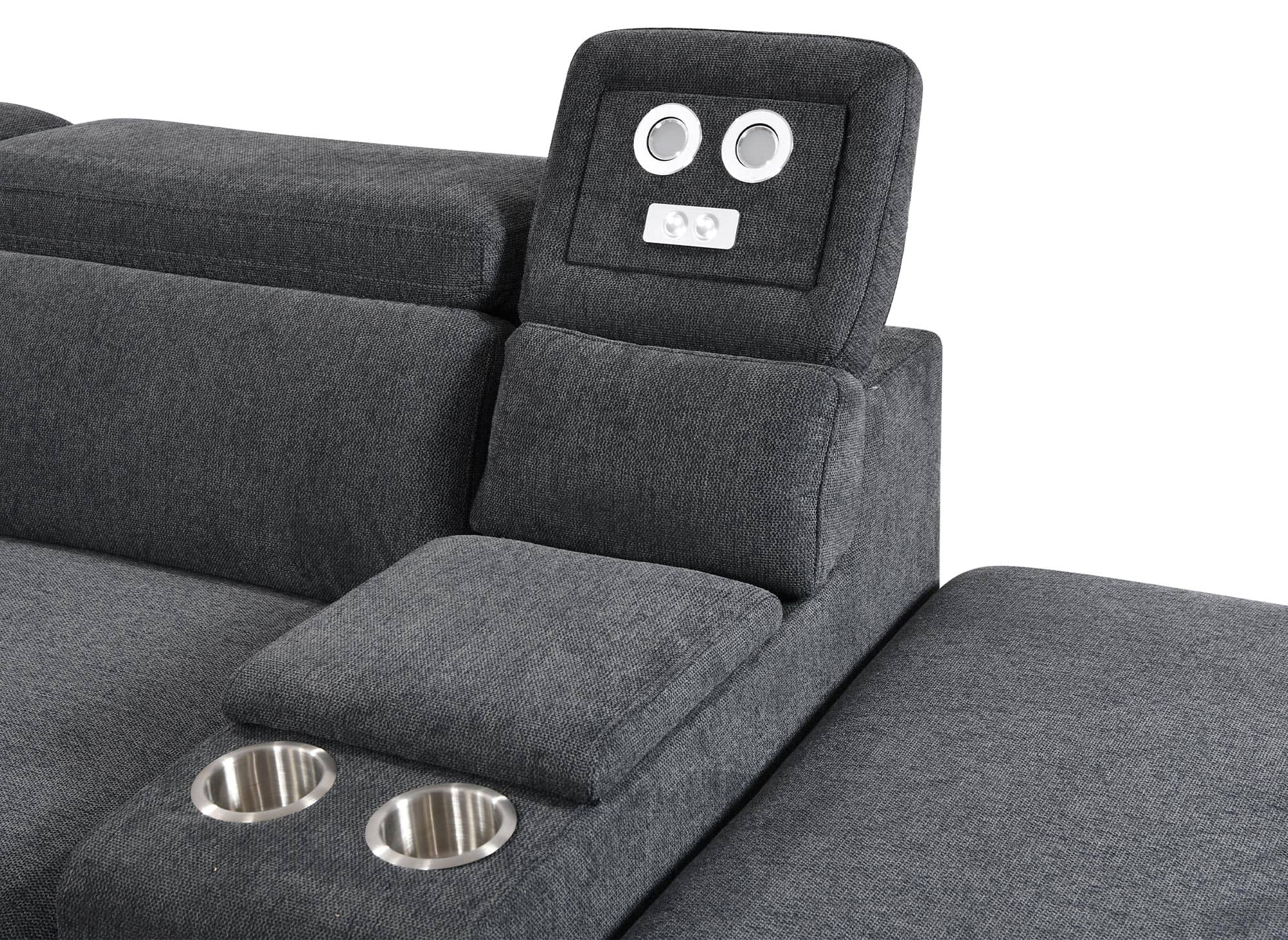 DEREK XL Ecksofa aus dunkelgrauem Stoff – rechtwinklig