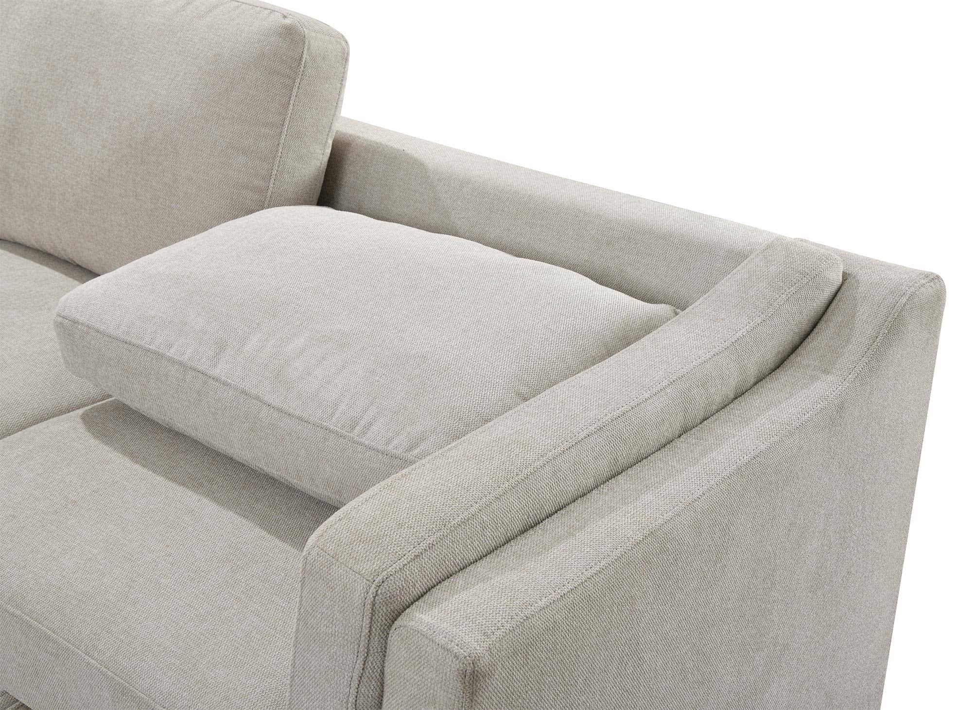 BARNEY beiges Stoffschlafsofa mit Stauraum - Linke Ecke
