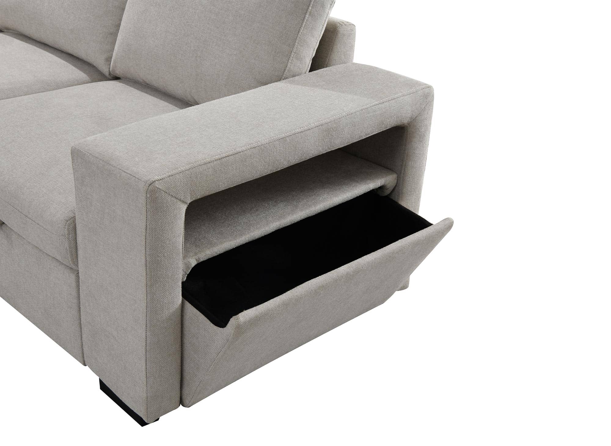 ALBAN Ecksofa aus beigefarbenem Stoff – Linke Ecke