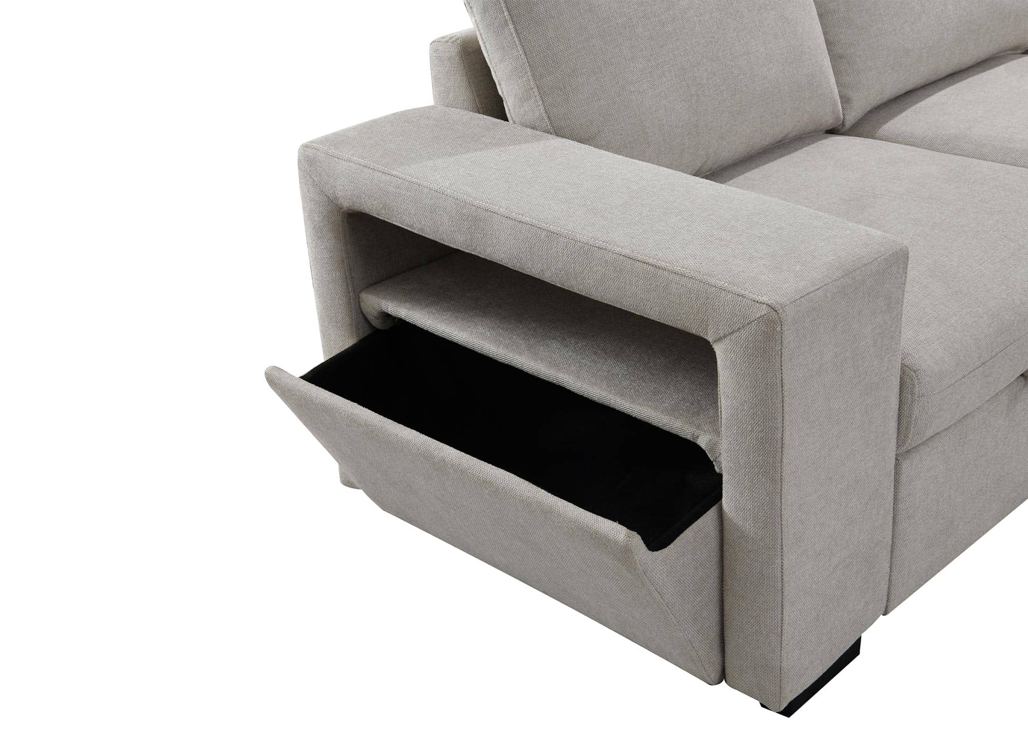 ALBAN Ecksofa aus beigefarbenem Stoff - rechtwinklig