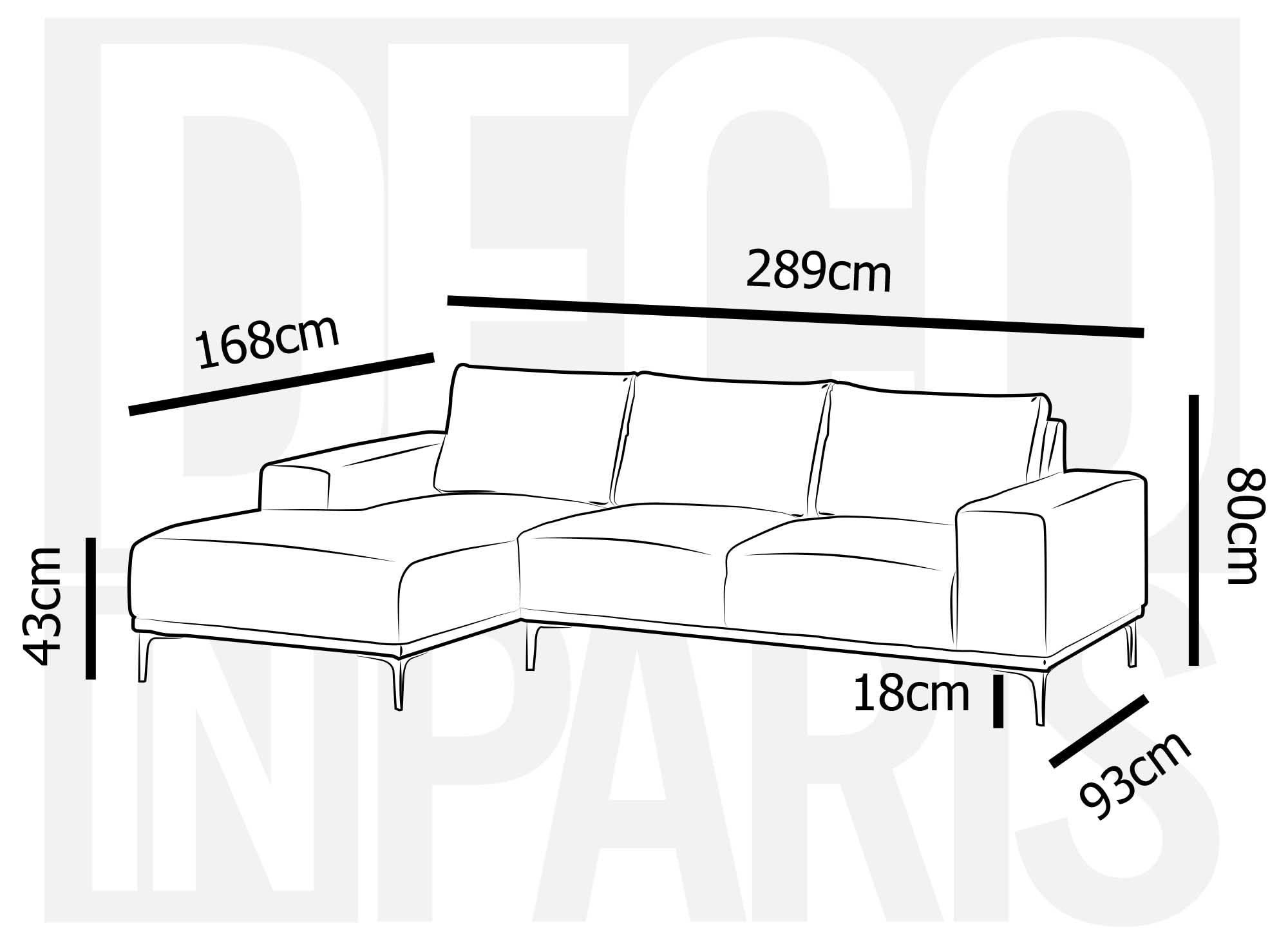 Ecksofa ARNOLD aus beigefarbenem Stoff mit Chaiselongue - Linke Ecke