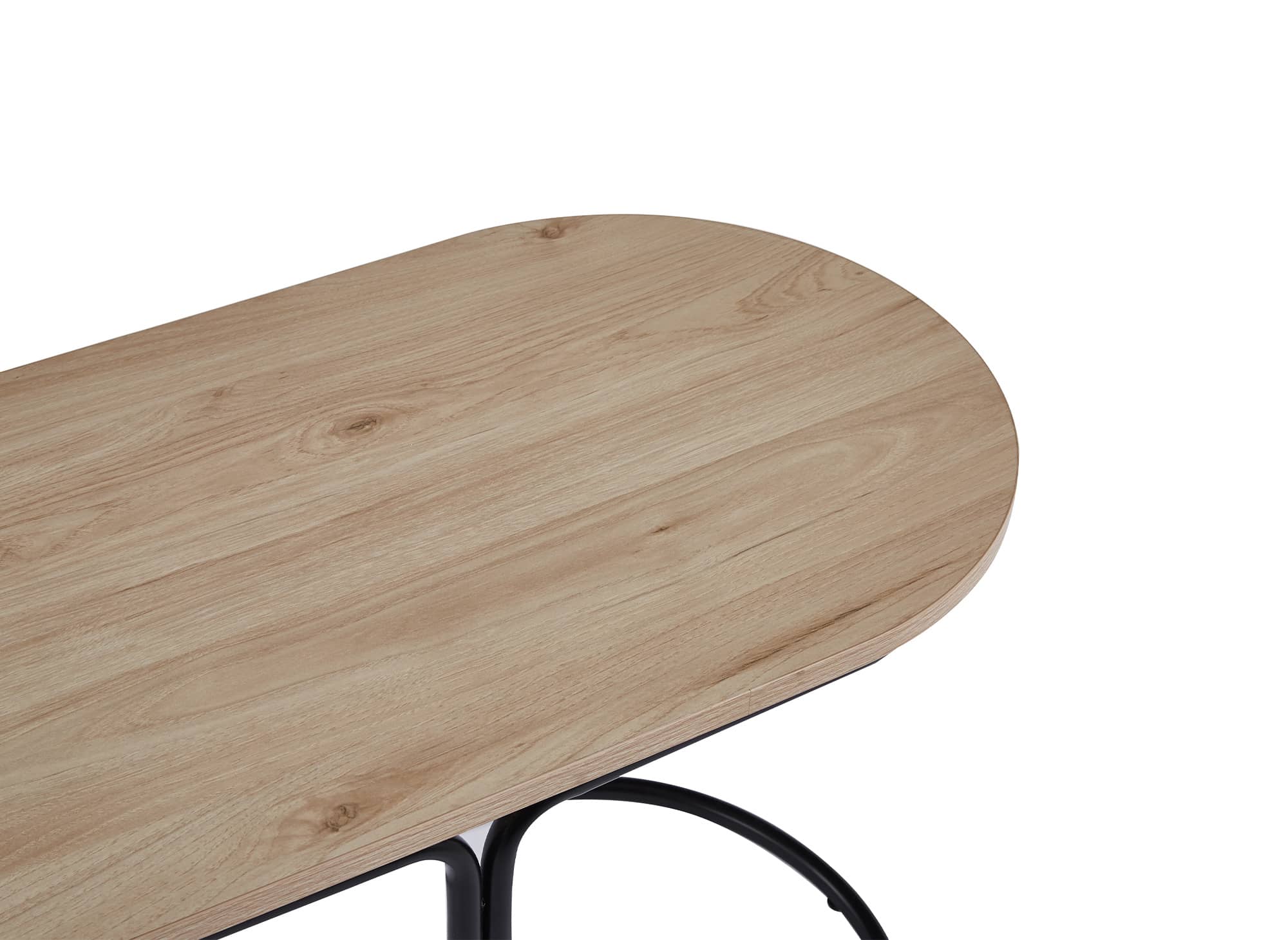 JUDITH holzfarbenes Couchtisch-Set mit 2 beigen Stoffpoufs