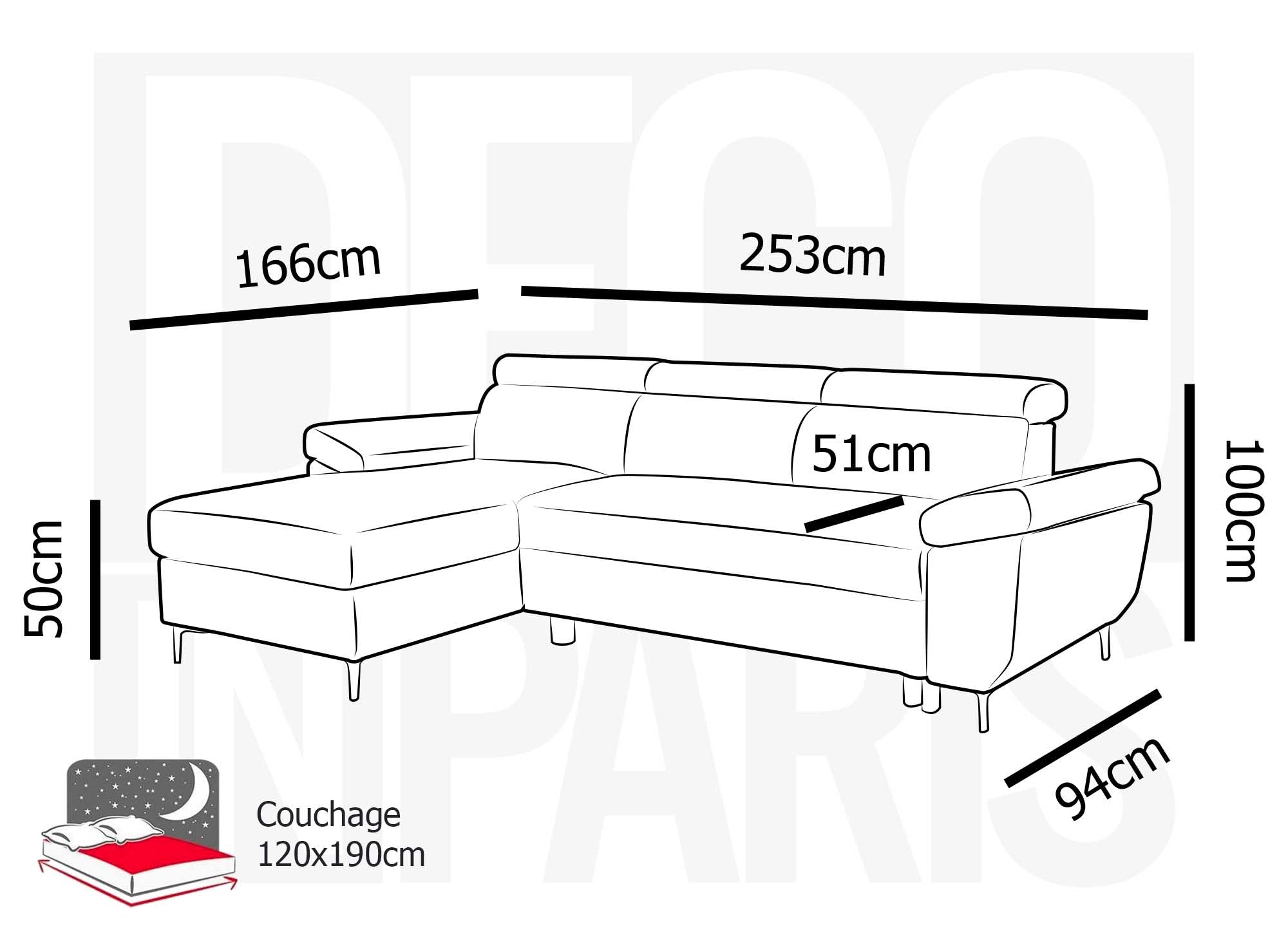 MONICA Ecksofa aus beigefarbenem Stoff – Linke Ecke
