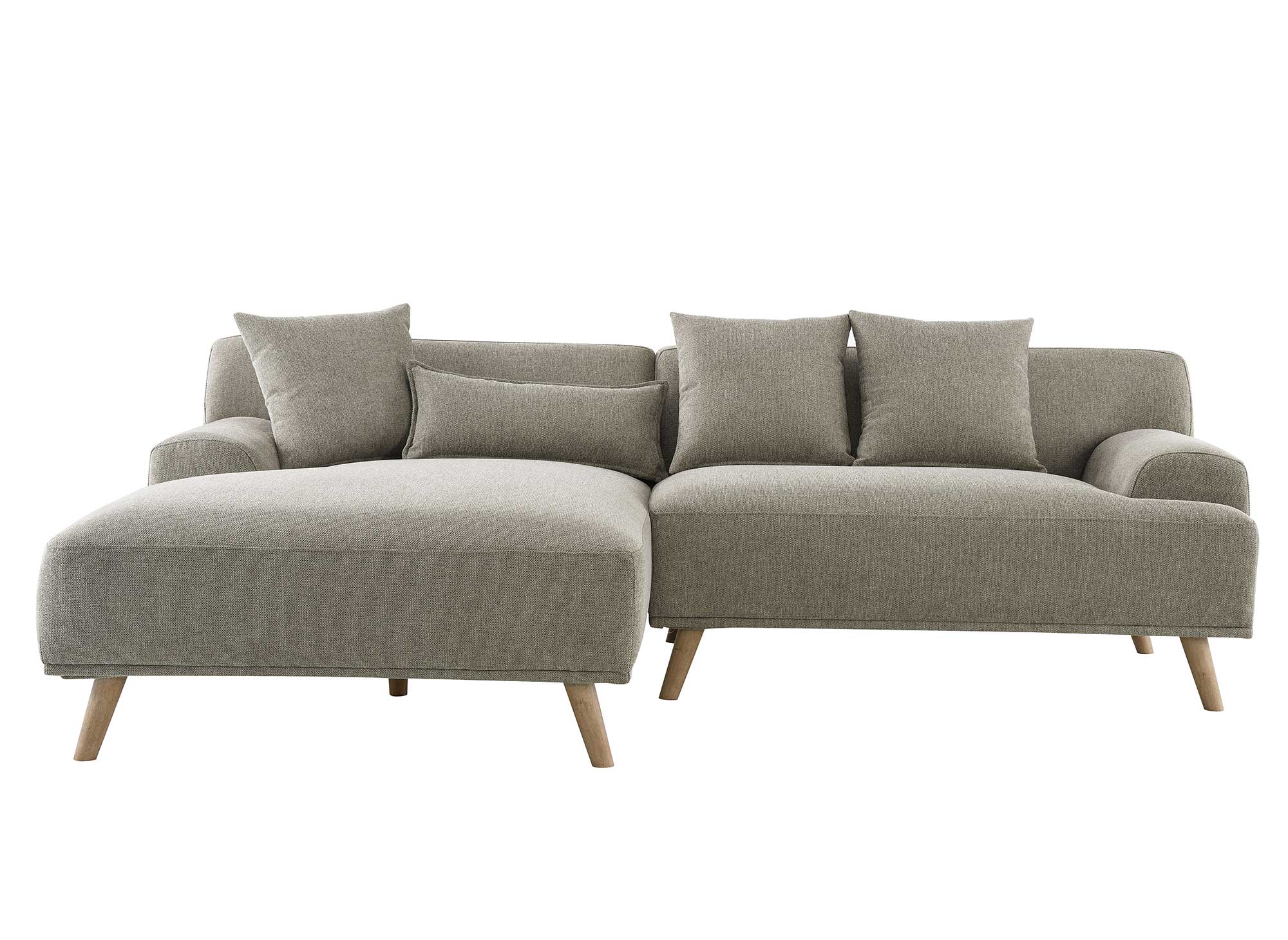 Skandinavisches Ecksofa mit Chaiselongue in Taupe-Stoff KAROLINA - Linke Ecke