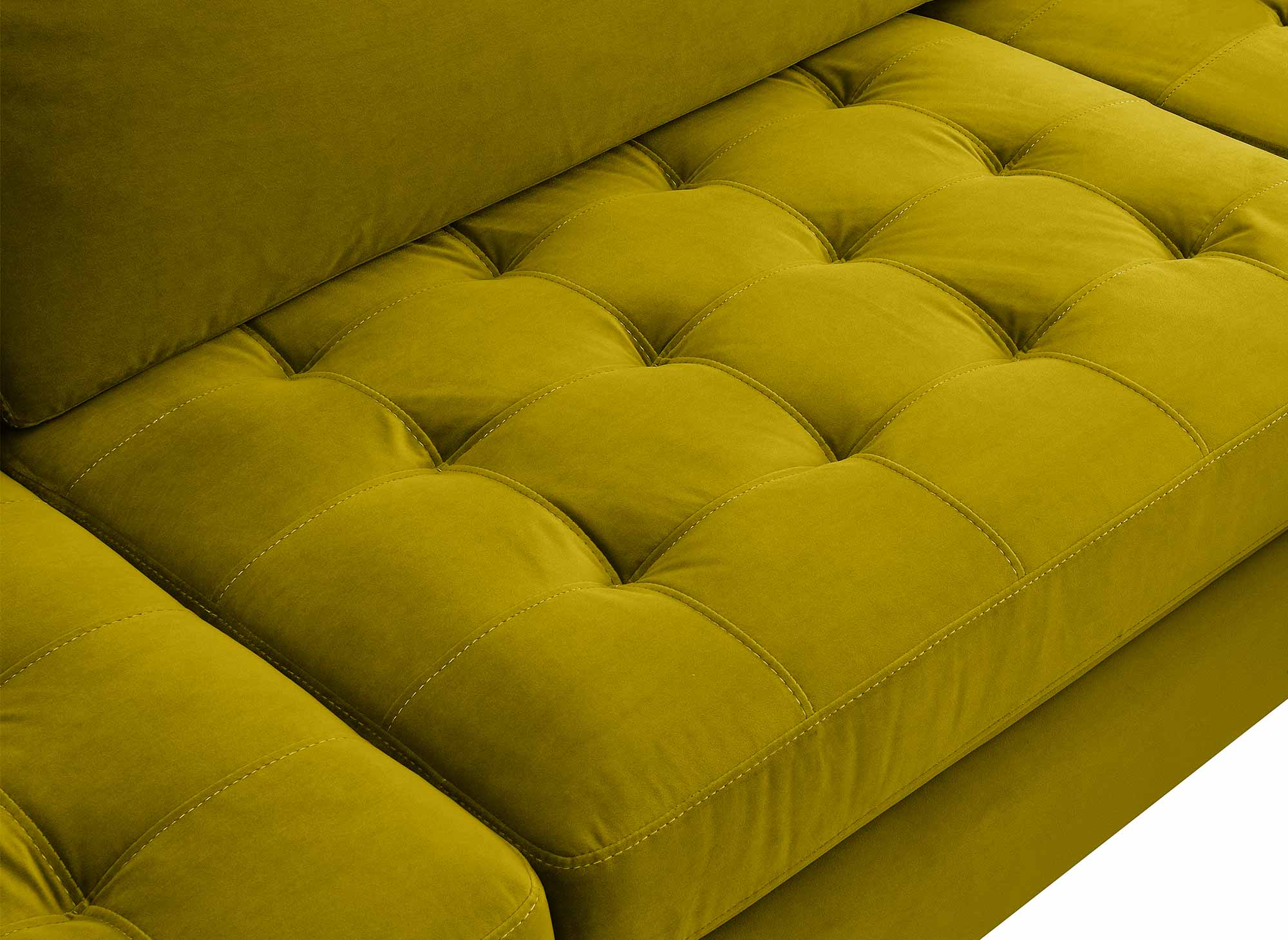 SALAMBO Skandinavisches Ecksofa aus goldgrünem Samt - Linke Ecke