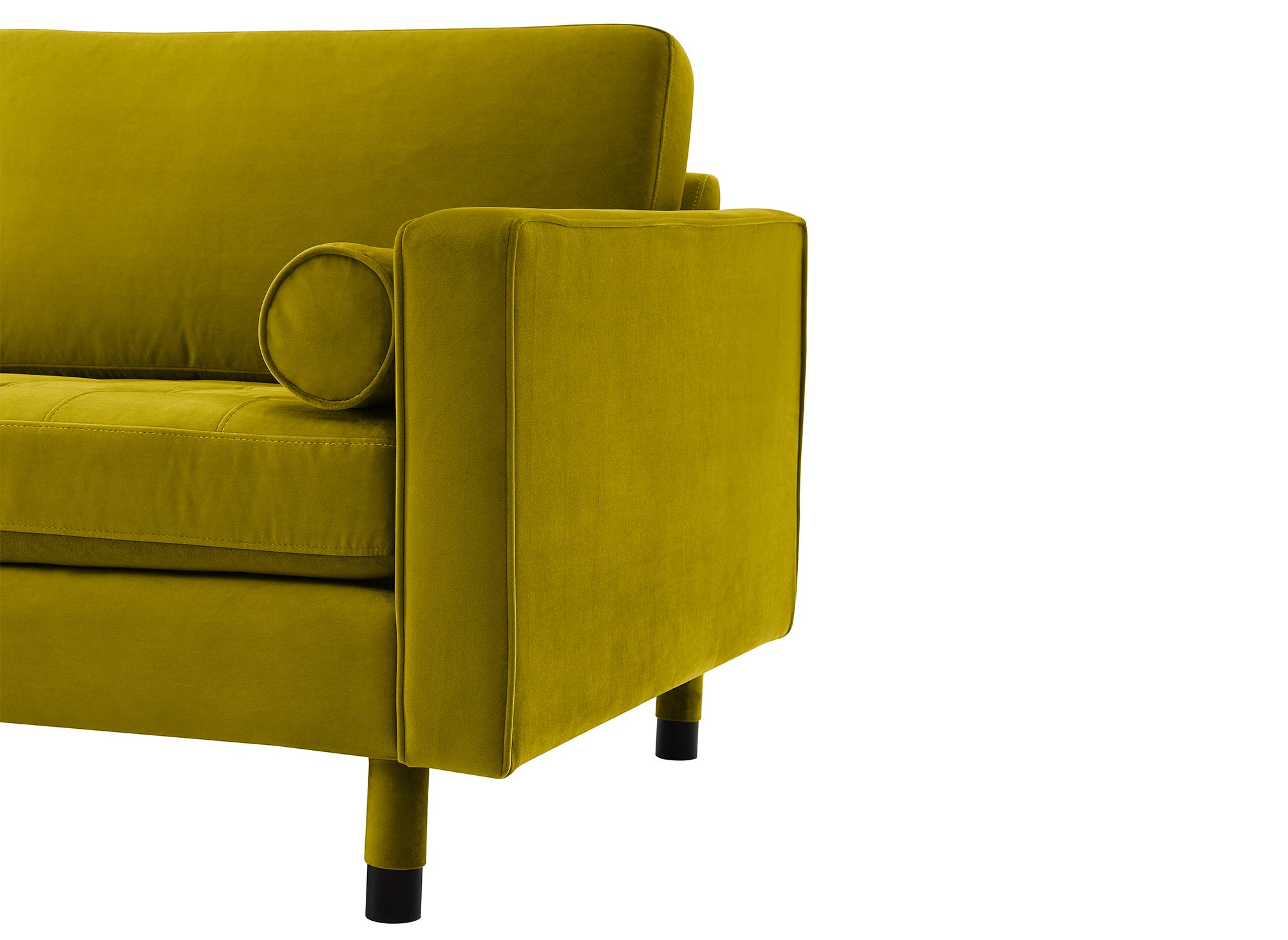 SALAMBO Skandinavisches Ecksofa aus goldgrünem Samt - Linke Ecke