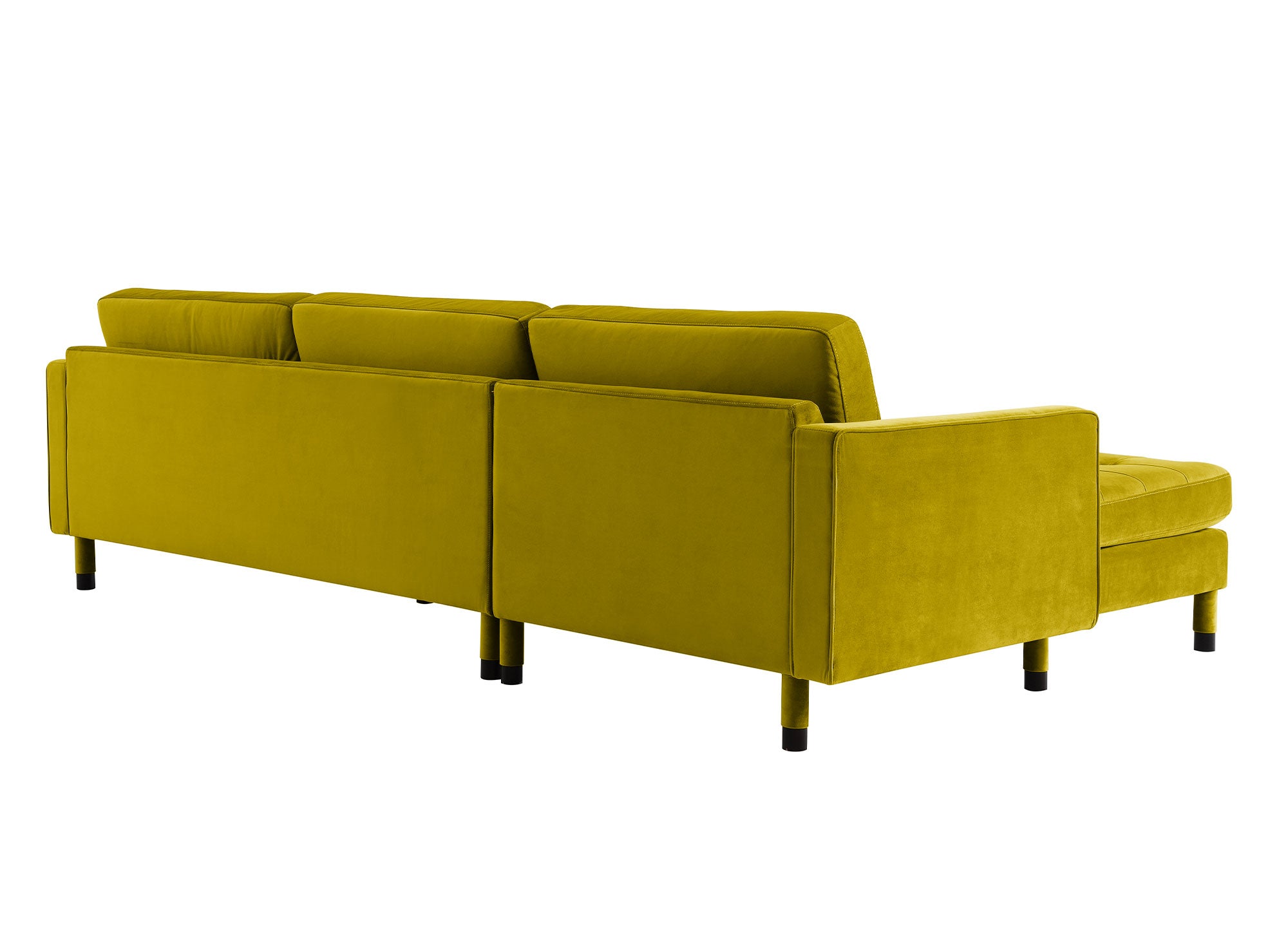 SALAMBO Skandinavisches Ecksofa aus goldgrünem Samt - Linke Ecke