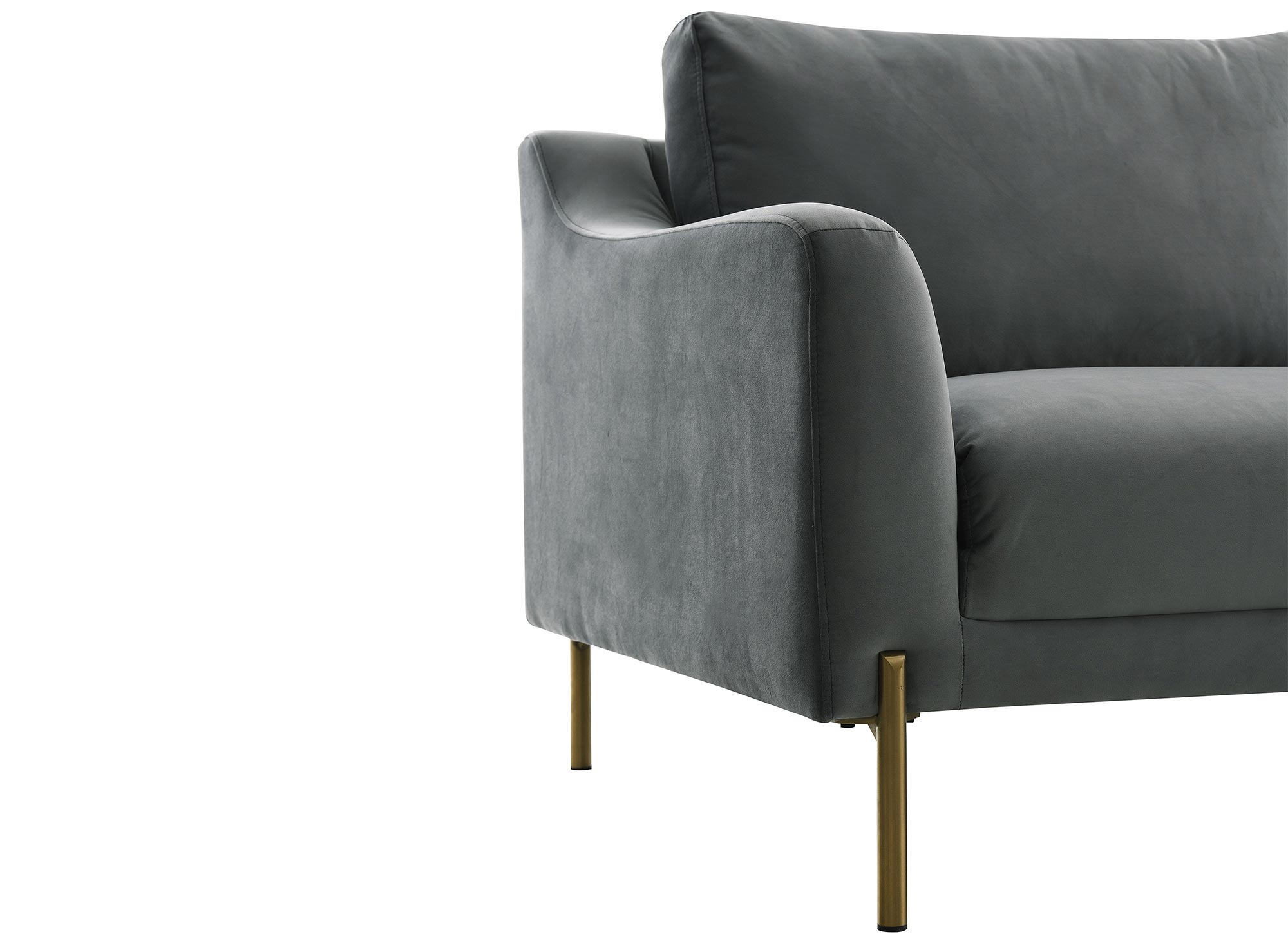 CELINE Ecksofa aus grauem Samt mit Chaiselongue - Right Angle