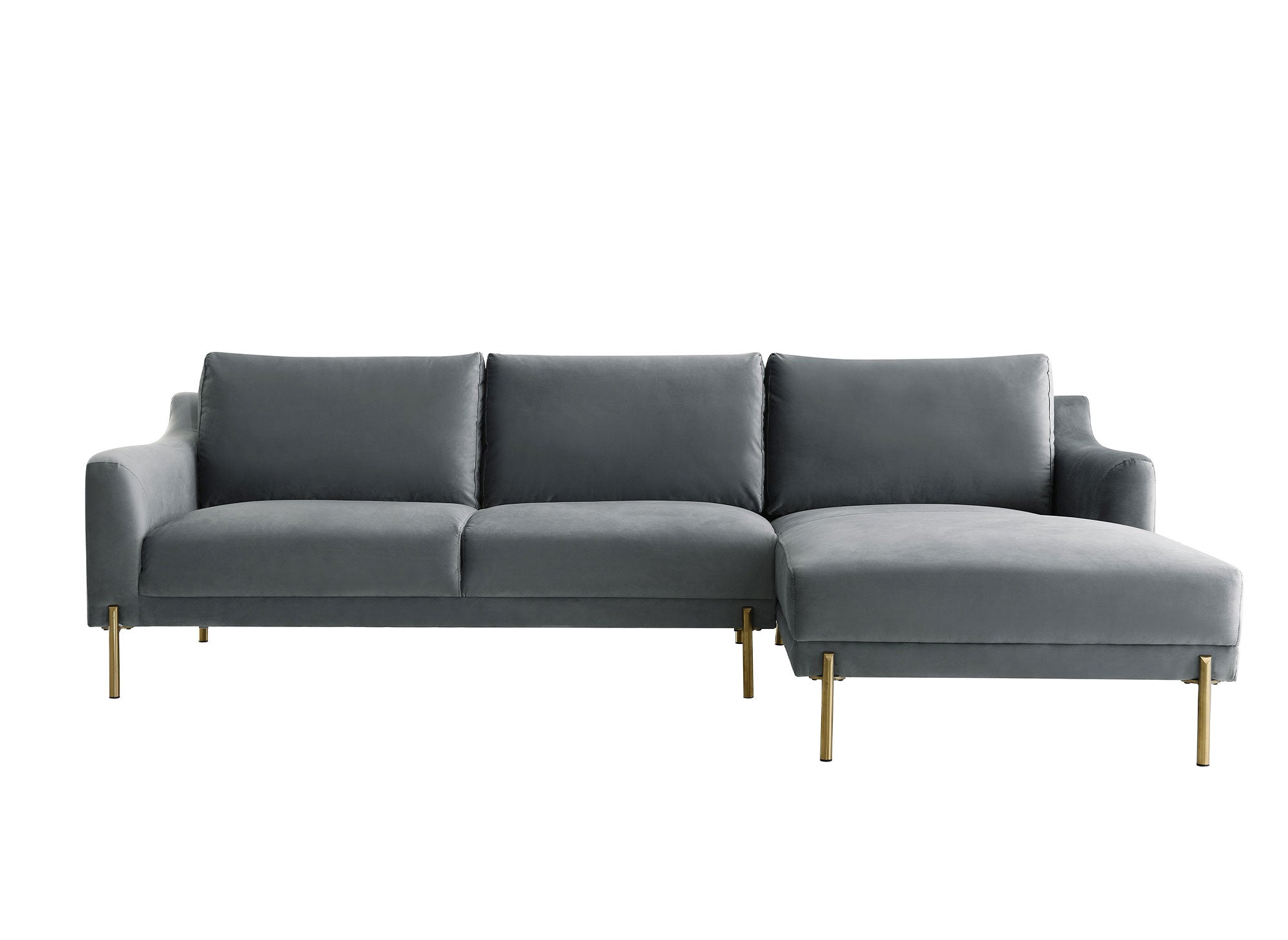 CELINE Ecksofa aus grauem Samt mit Chaiselongue - Right Angle