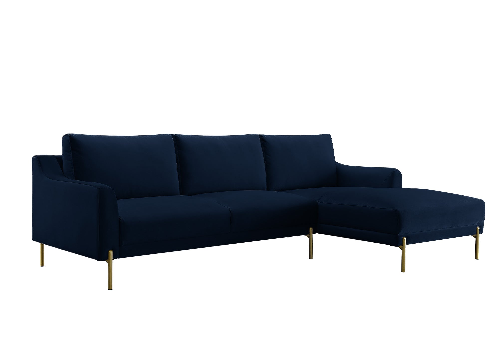 CELINE Ecksofa aus blauem Samt mit Chaiselongue - Right Angle